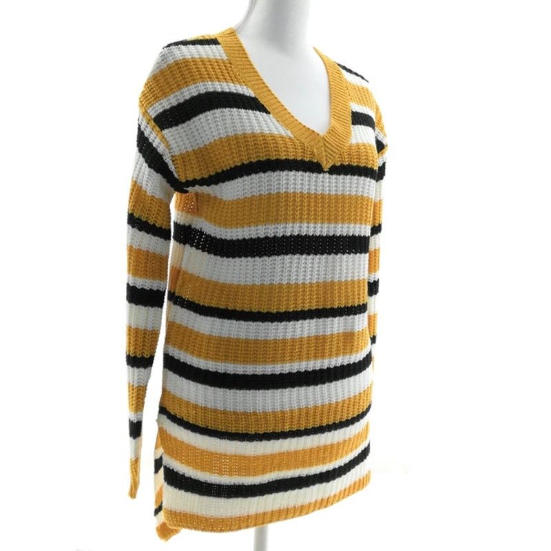 Other L.A. Gold Striped V Neck Knit Sweater Women's Large Size L / US 10 / IT 46 - 2 Thumbnail