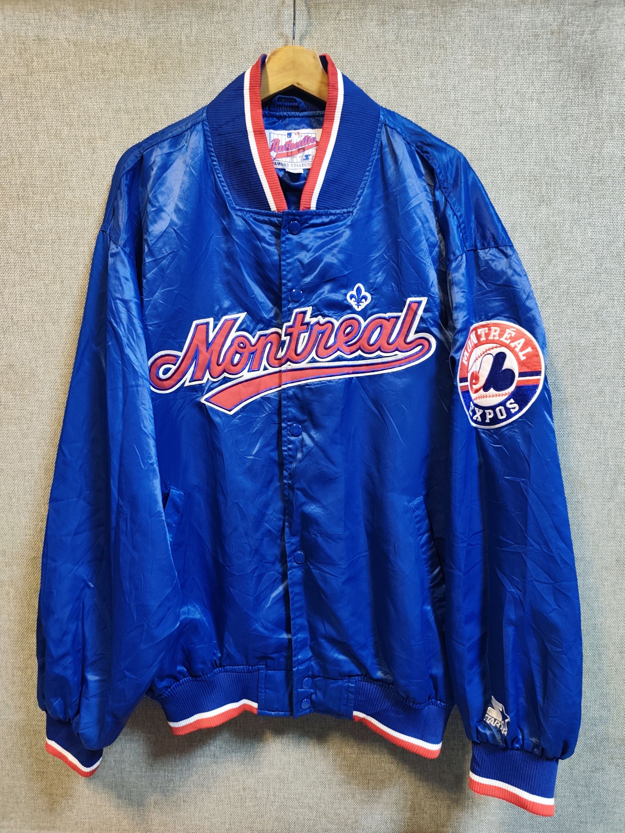 MLB Vtg Rare MLB Montreal Expos Blue Starter Satin Bomber Jacket Size US XXL / EU 58 / 5 - 1 Thumbnail
