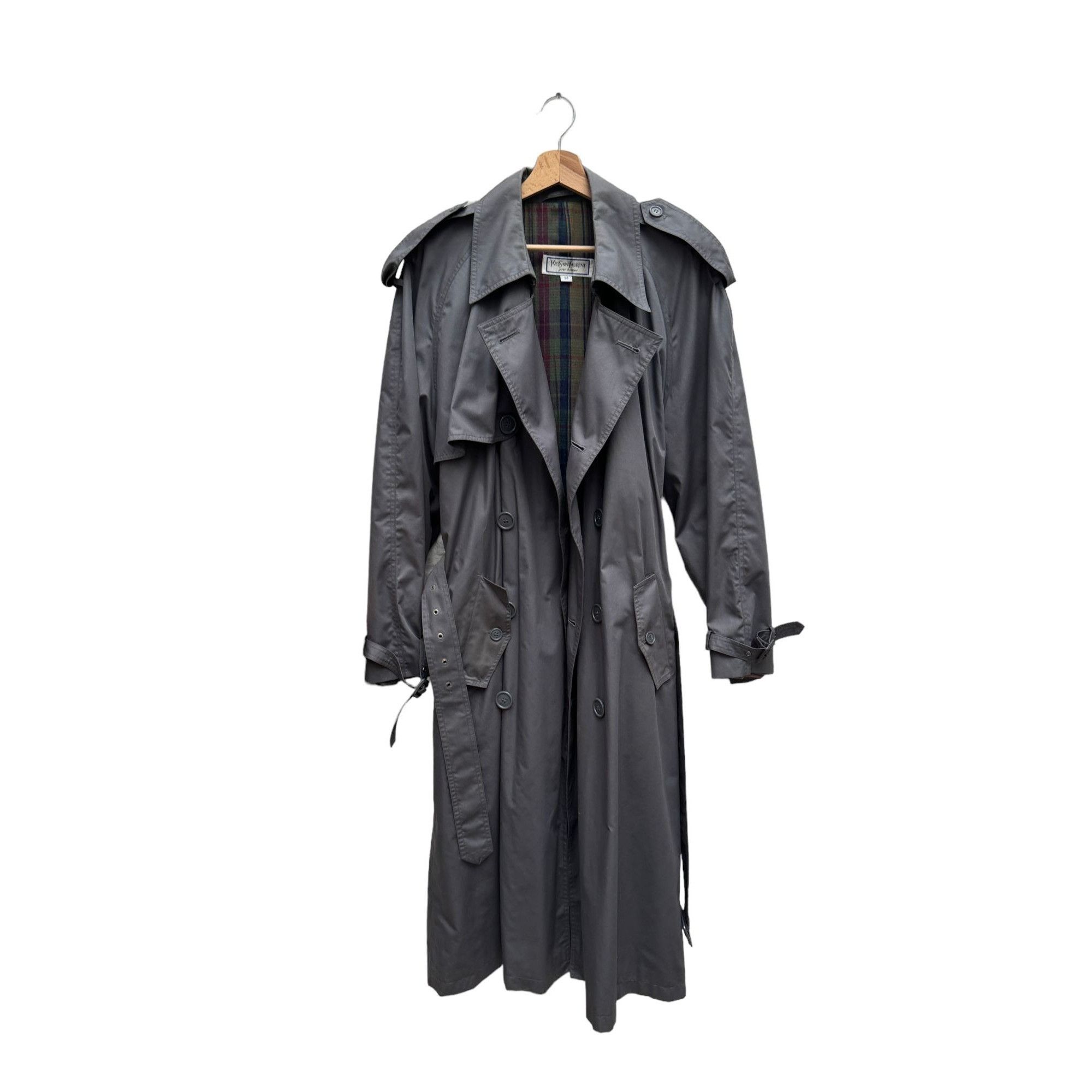 Yves Saint Laurent Vintage Grey Trench Coat Size US M / EU 48-50 / 2 - 1 Thumbnail