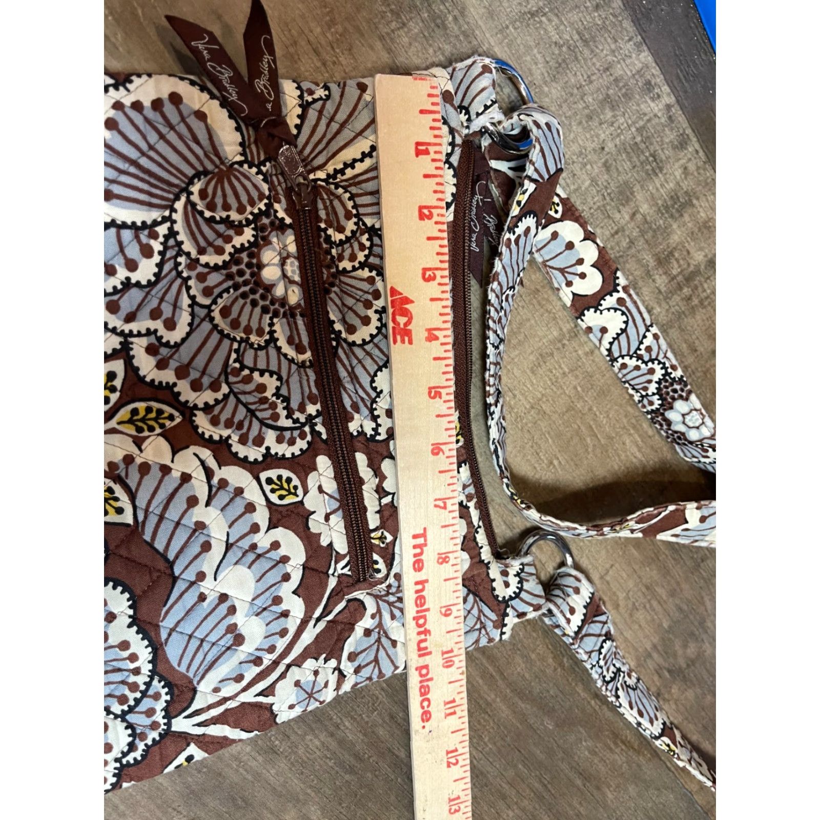 Vera Bradley Vera Bradley Purse Brown Floral Colorful Pattern Large Exterior Brown Purse Size ONE SIZE - 3 Thumbnail