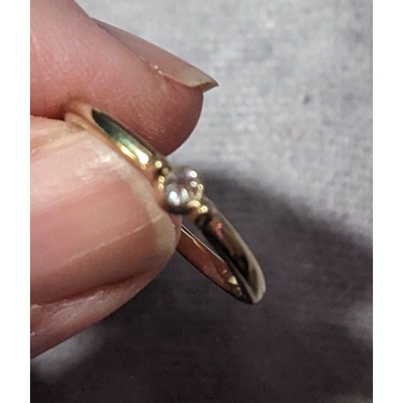 Other Minimalist Gold Tone Clear Single Gemmed Ring Size 6 3/4 Size ONE SIZE - 4 Thumbnail