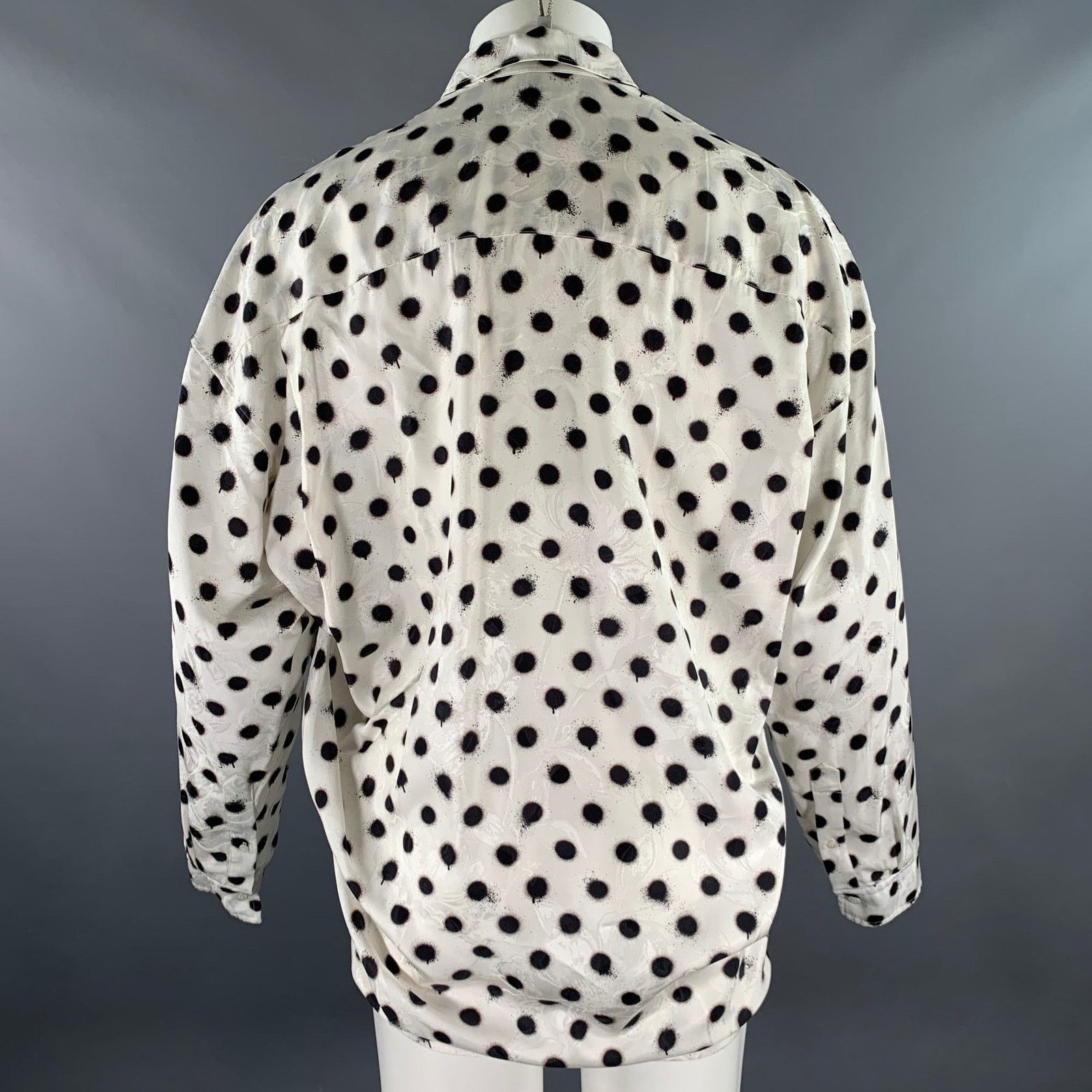 Balenciaga Size S White Black Polka Dot Viscose Silk L/S Shirt Size US S / EU 44-46 / 1 - 4 Thumbnail