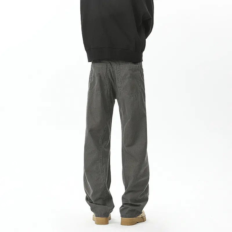 Retro loose fitting patchwork micro flared jeans