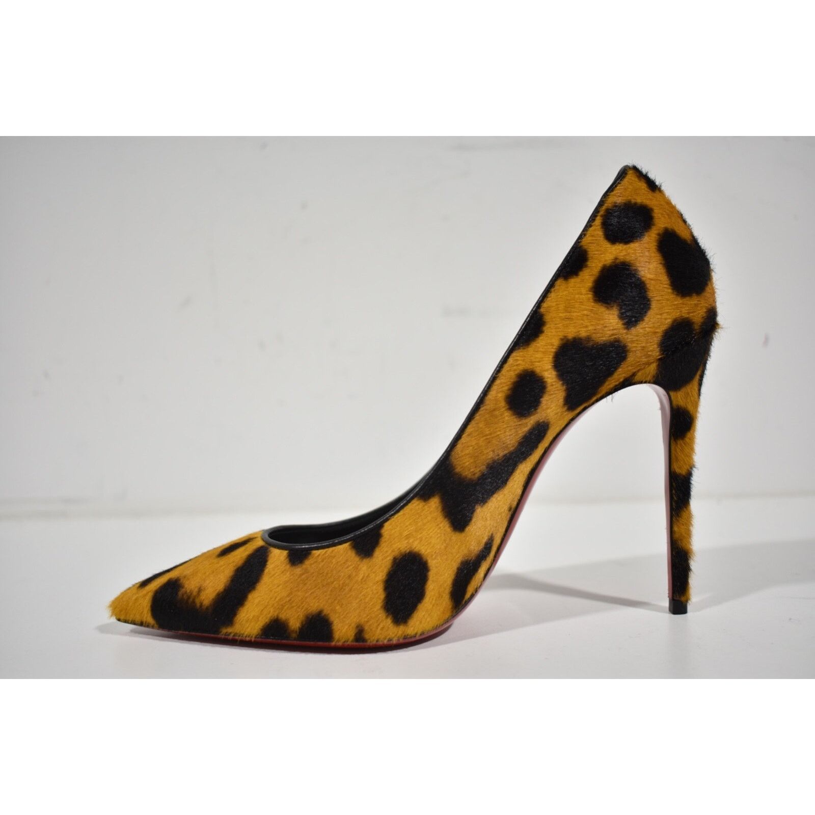 Christian Louboutin Kate 100 Spicy Pony Fur Leopard Black Brown Heel Pump 43 Size US 12 / IT 42 - 9 Thumbnail
