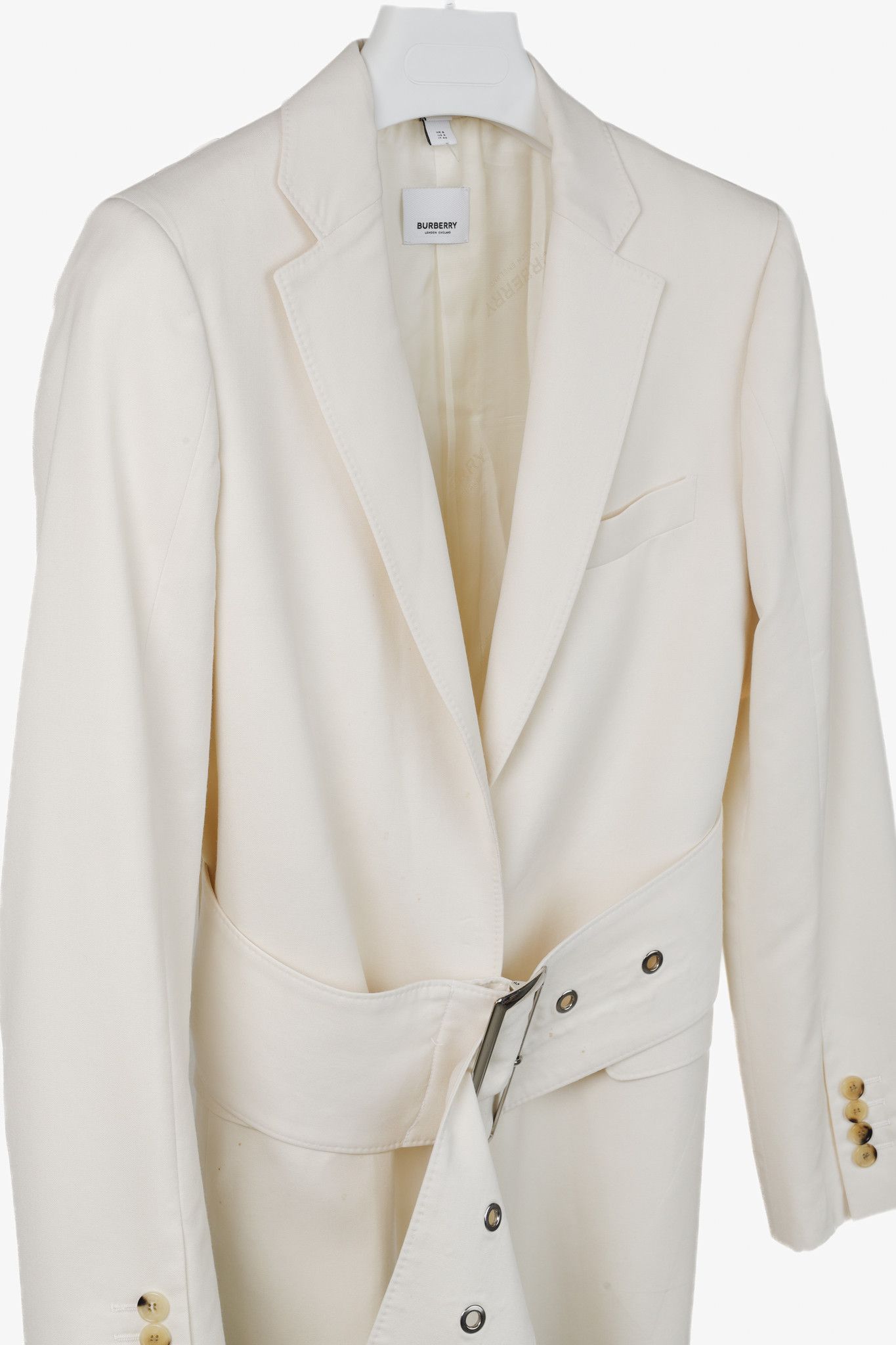 Burberry Burberry Cream Wool Oversized Belted Blazer Size M / US 6-8 / IT 42-44 - 3 Thumbnail