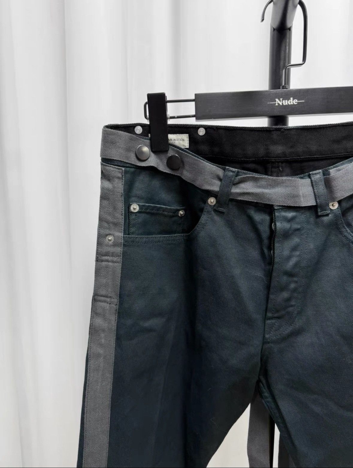 Dries Van Noten DVN Studded Strap Waxed Jeans Size US 31 - 3 Thumbnail