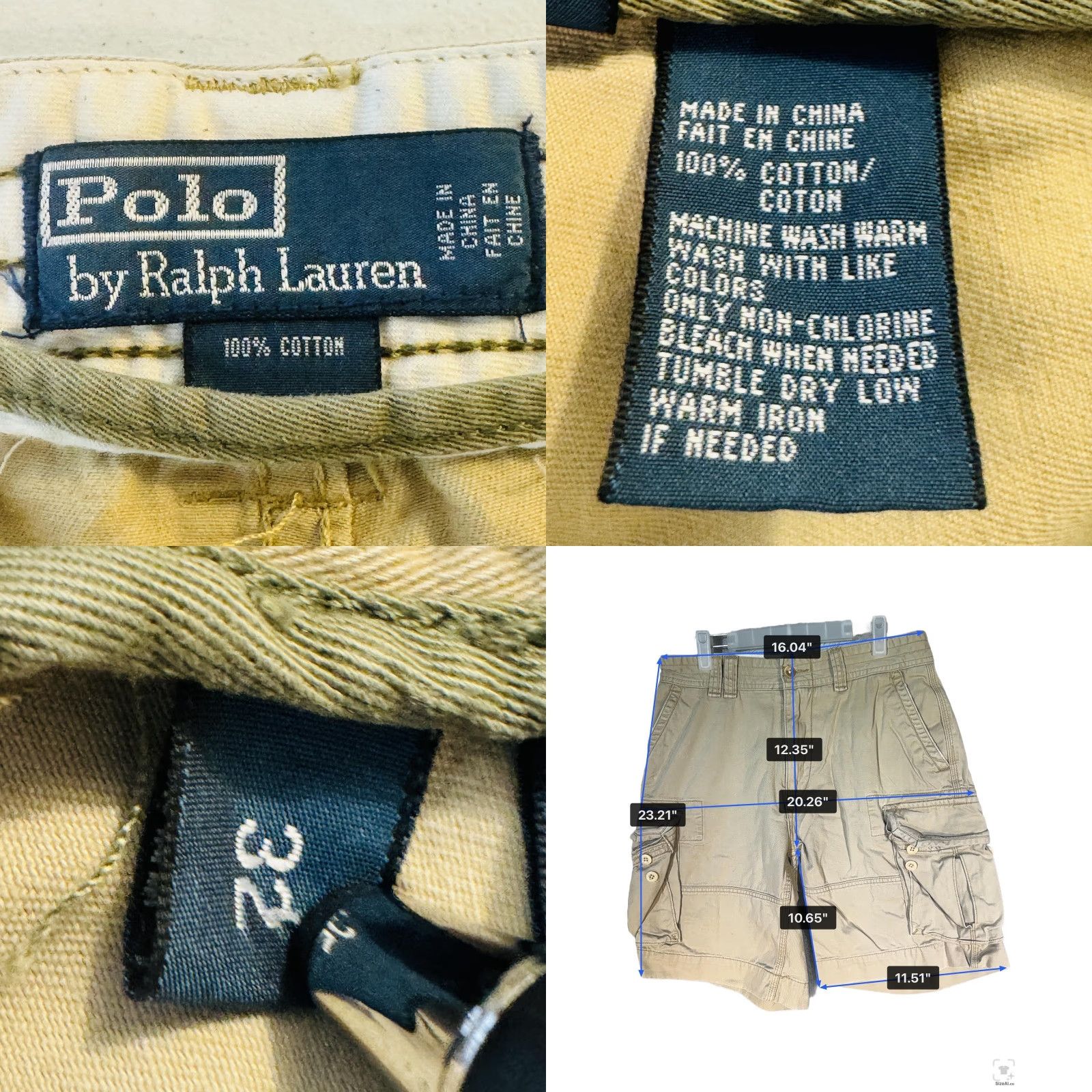 Polo Ralph Lauren Polo by Ralph Lauren Shorts Cargo Cotton Beige 11 Inseam Mens 32 Cargo Pockets Flat Front Zip Fly Classic Polo Chino Vintage? No (omit) Size US XS / EU 42 / 0 - 8 Thumbnail
