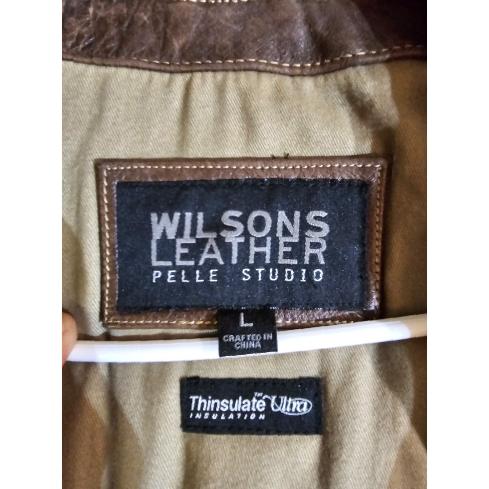 Wilson VINTAGE Pelle Studio Wilson Leather Distressed Hooded Jacket Thinsulate Ultra Mens Large L Brown Size US L / EU 52-54 / 3 - 4 Thumbnail