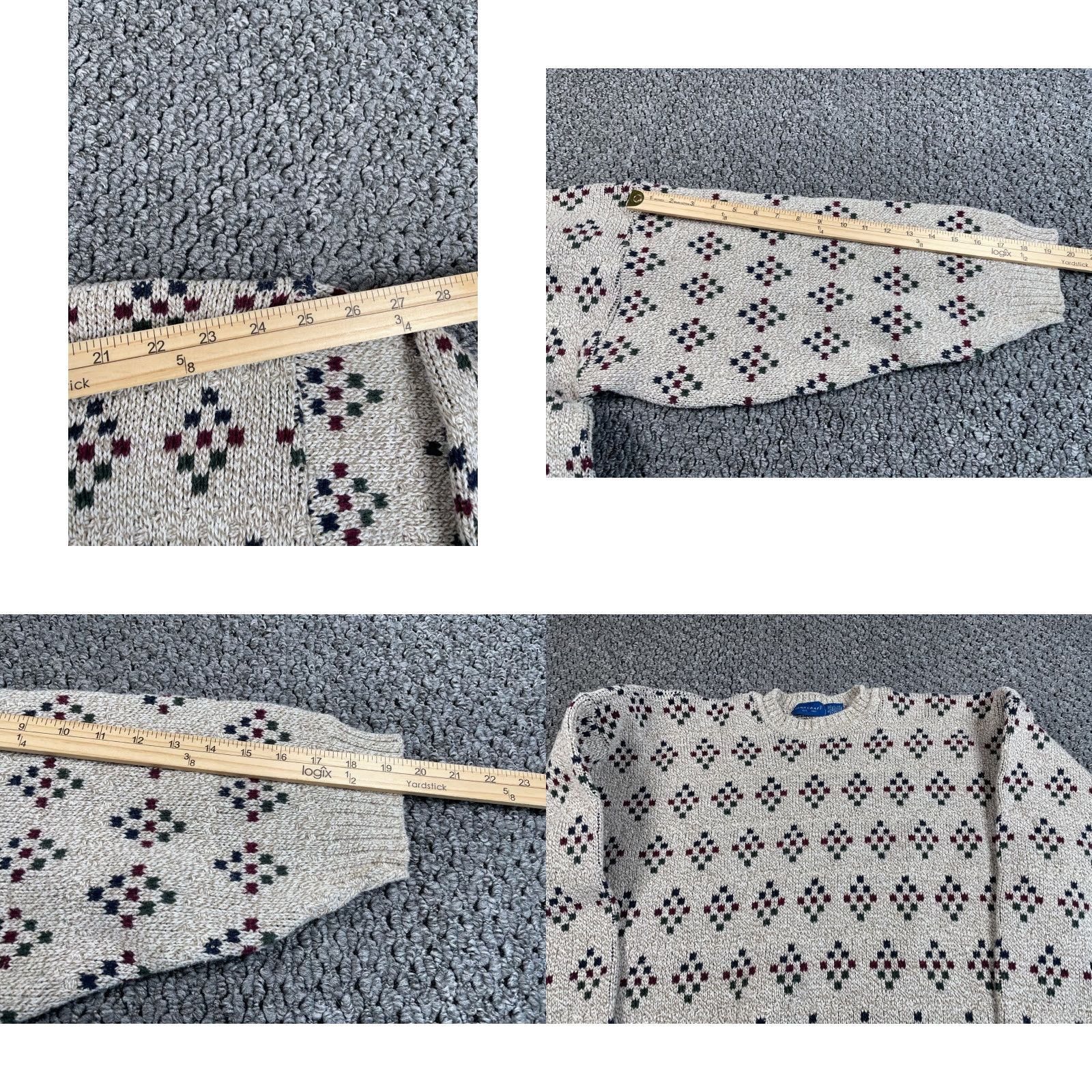 Vintage VINTAGE Towncraft 90s Geometric Pattern Sweater Adult XL Gray Chunky Knit Heavyweight Mens Size US XL / EU 56 / 4 - 8 Thumbnail