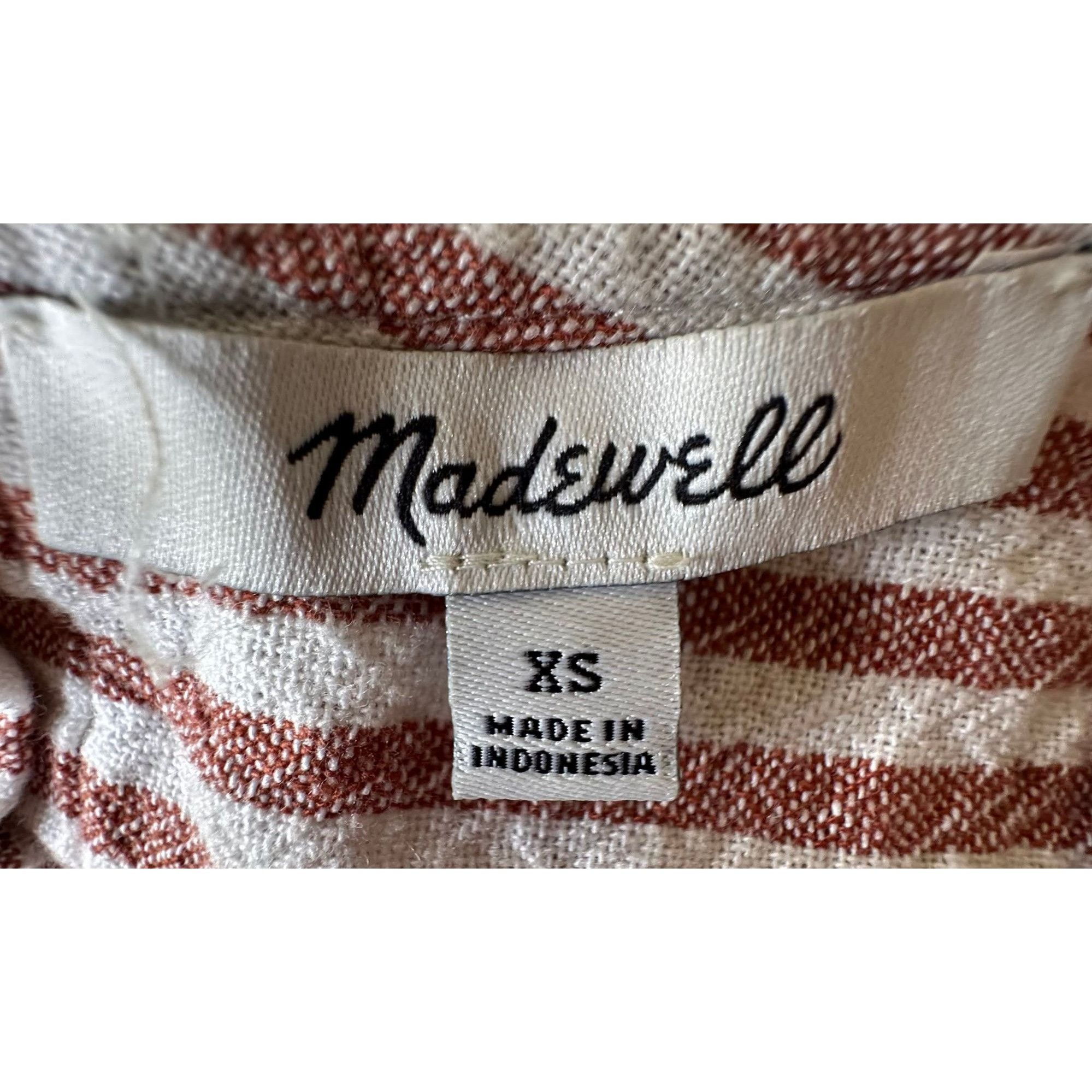 Madewell Madewell Striped Button Back Dress XS Extra Small Linen Blen Size XS / US 0-2 / IT 36-38 - 11 Thumbnail