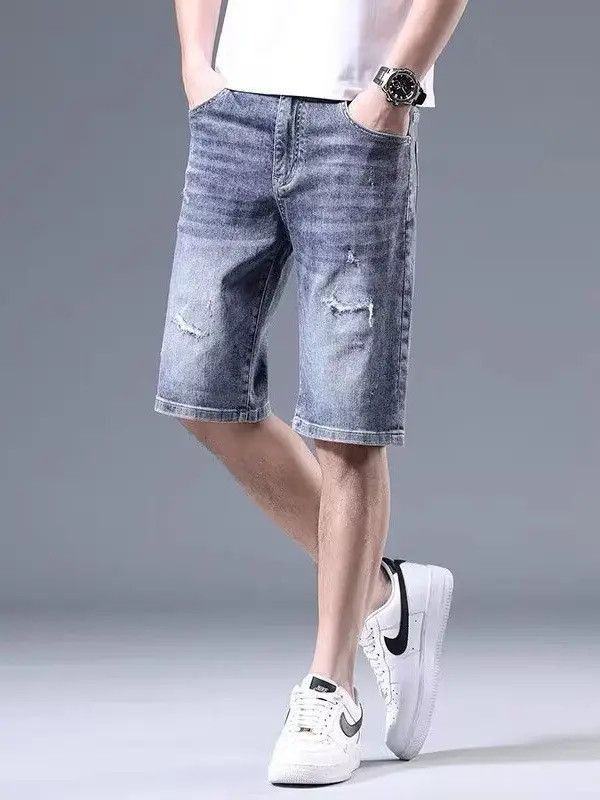 Japanese Brand Retro ripped straight leg denim shorts Size US 32 / EU 48 - 2 Thumbnail