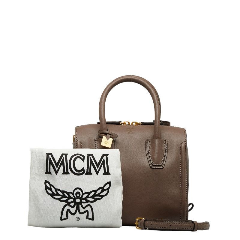 image of MCM Leather Handbag in Brown, Women's