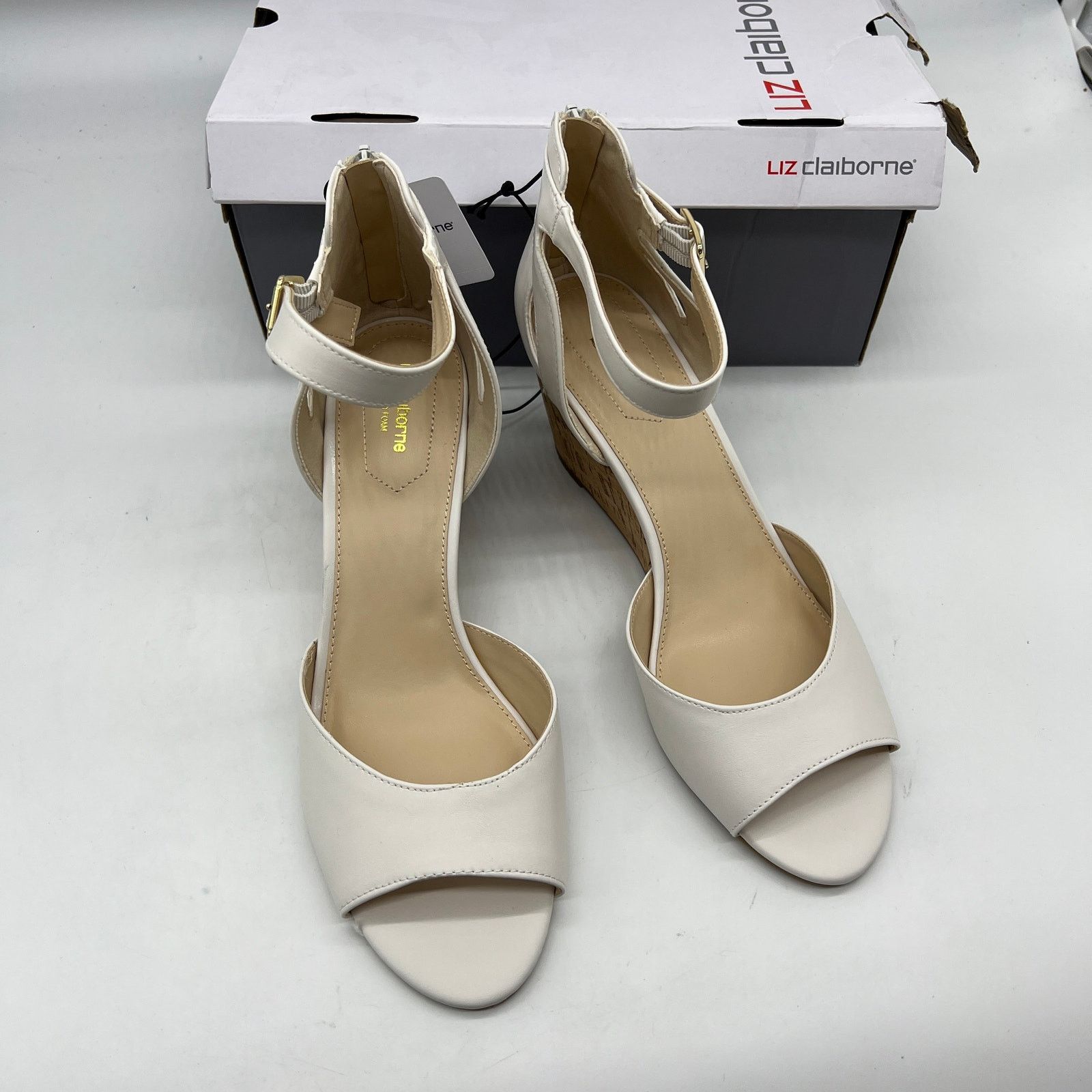 Other Liz Claiborne Womens Octavia Wedge Sandals White Size 11M Size US 11 / IT 41 - 2 Thumbnail