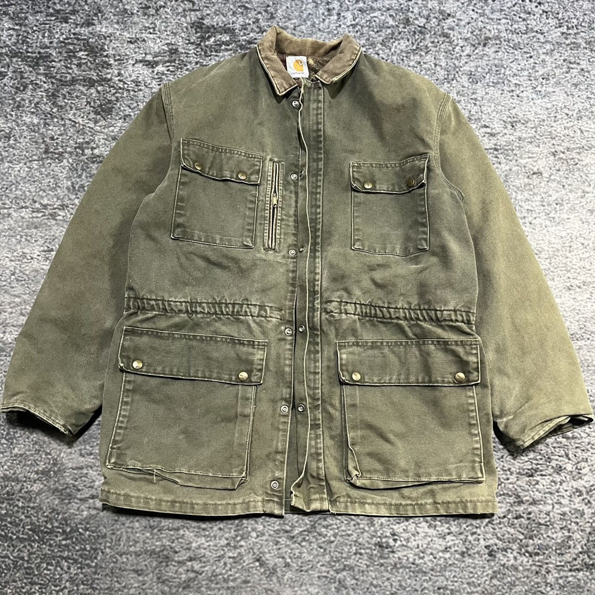 Carhartt Vintage 90s Carhartt Jacket Parka Blanket Lined Green Faded Size US L / EU 52-54 / 3 - 3 Thumbnail