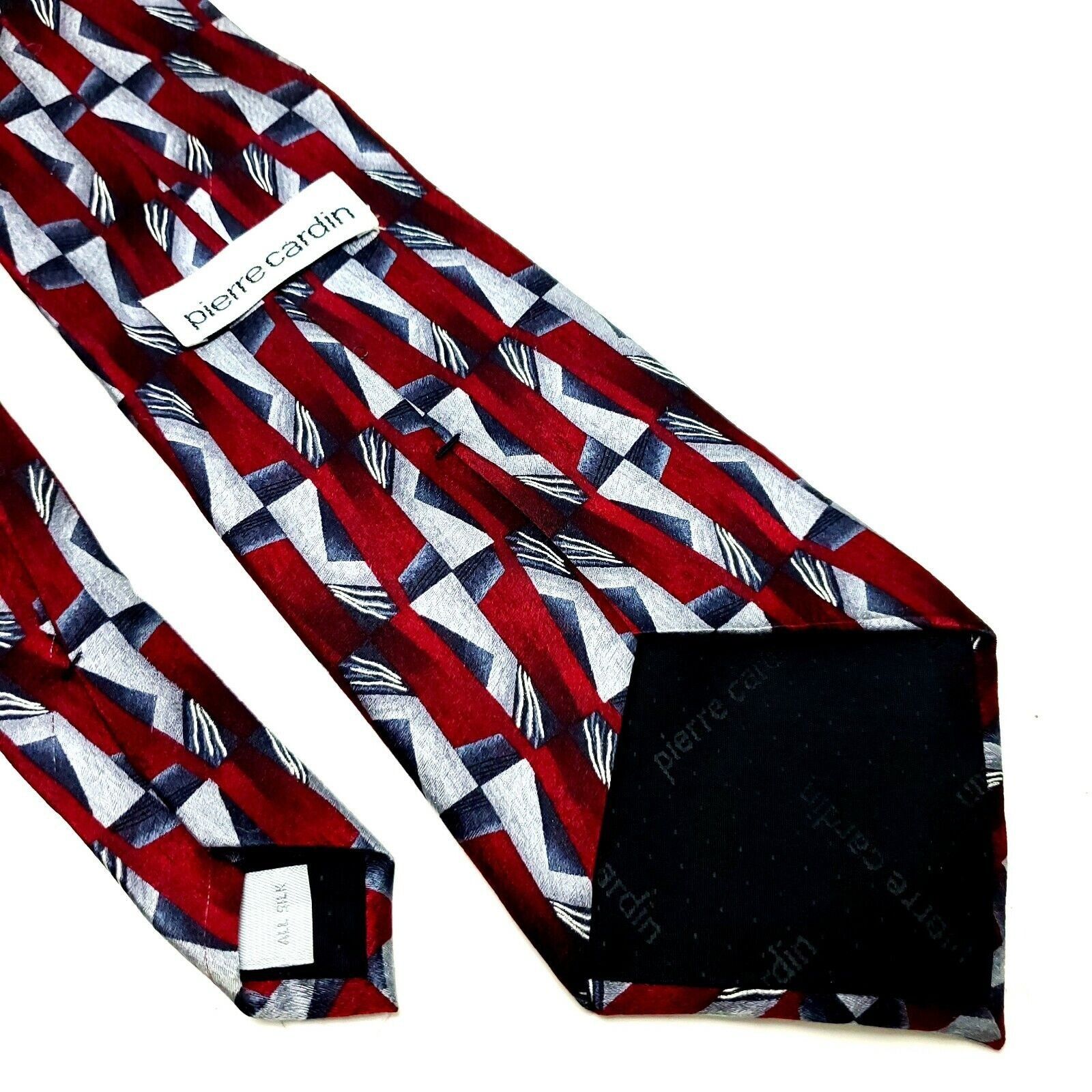 Pierre Cardin Pierre Cardin Silk Tie Print Red Geometric Wide Size ONE SIZE - 5 Thumbnail