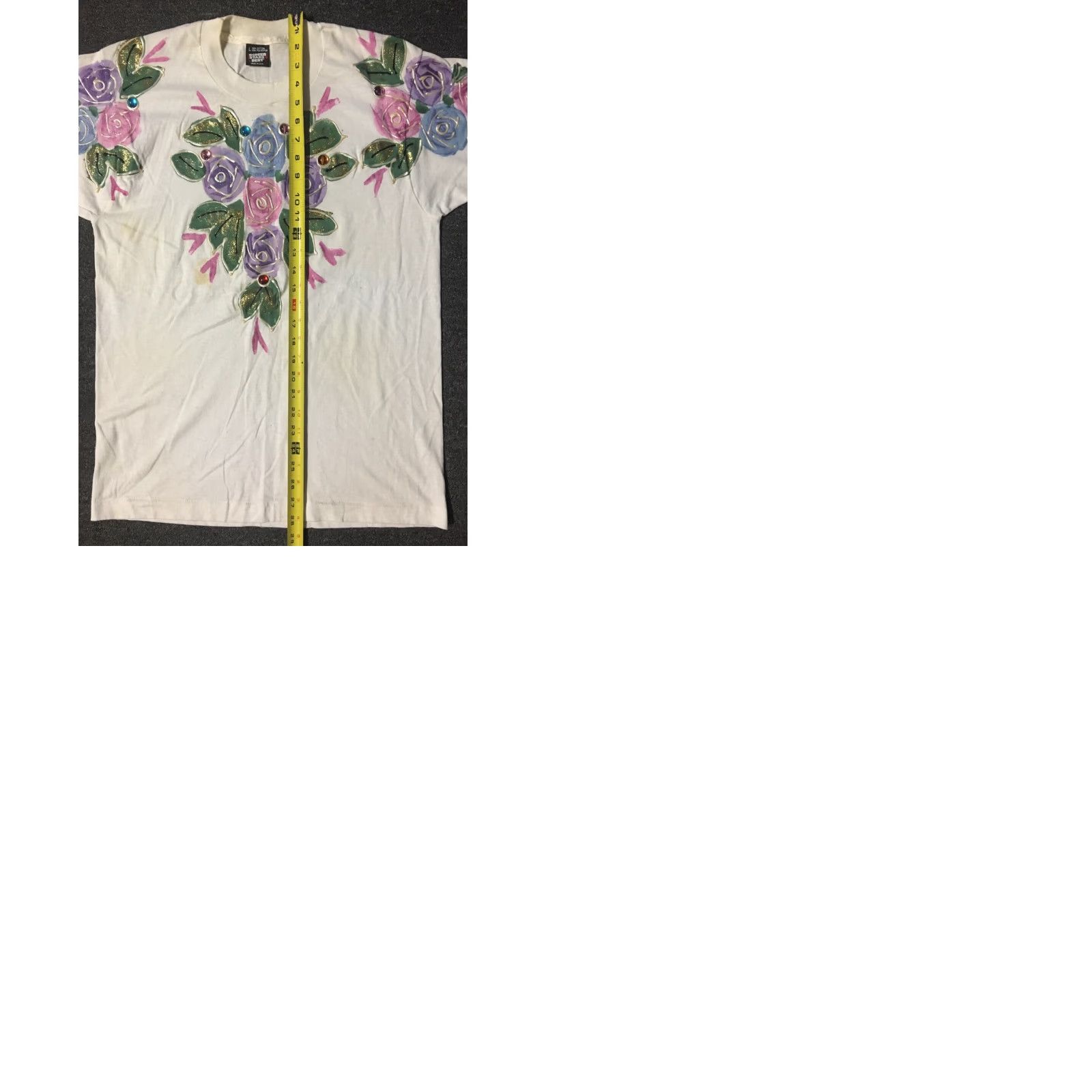 Vintage VINTAGE 90s Painted Flowers Faded Shirt Screen Stars L White Short Sleeve Men Regular Size L USA Single Stitch Abstract Art Glitter Fun Shirt Size US L / EU 52-54 / 3 - 9 Thumbnail