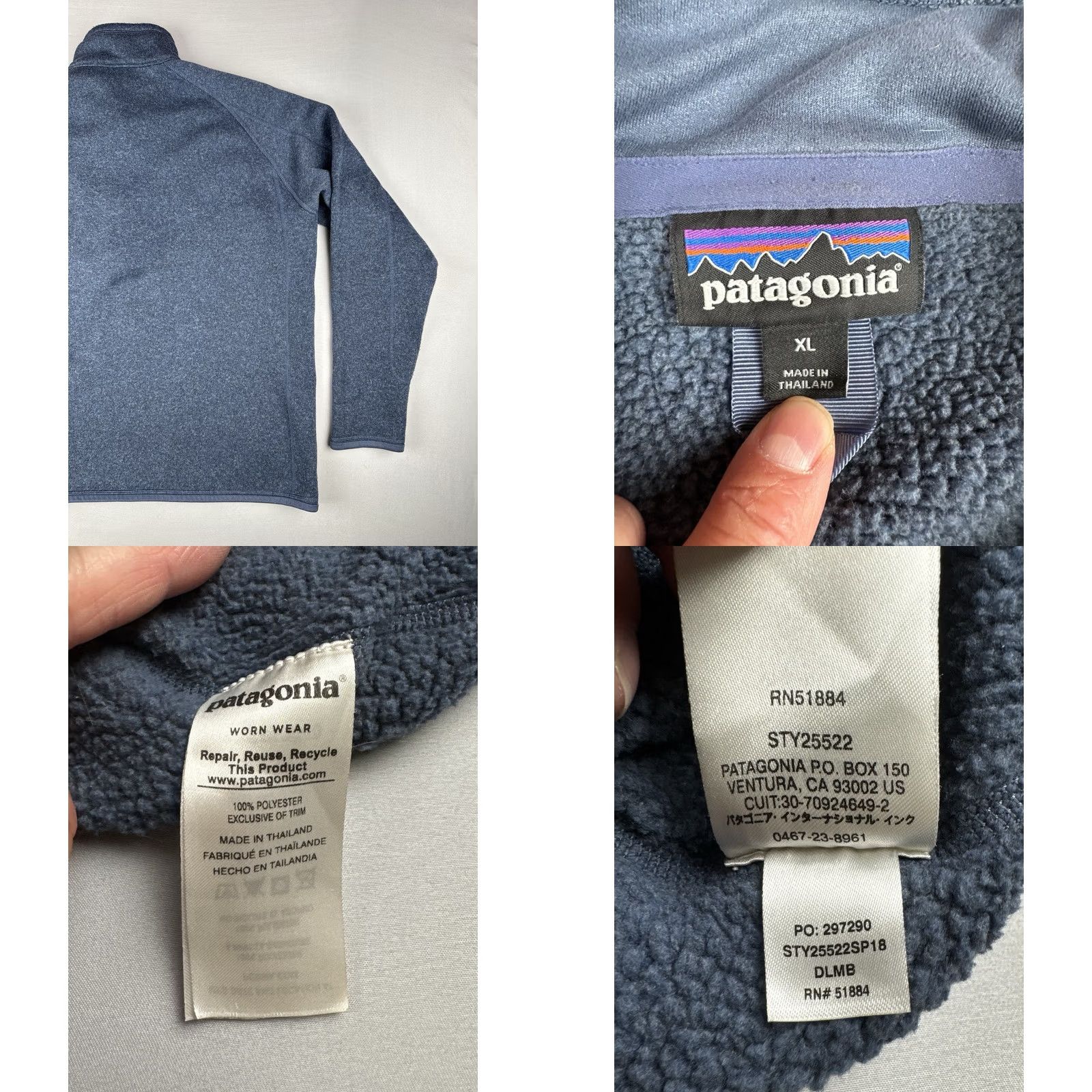 Patagonia Patagonia Better Sweater 1/4 Zip Fleece XL Mens Blue Logo Golf Pullover | 100% Polyester | Raglan Sleeves Size US XL / EU 56 / 4 - 8 Thumbnail