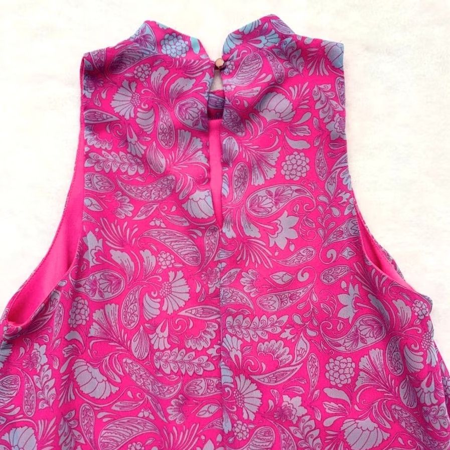 Vintage VINTAGE Everly Shift Sleeveless Pink Gray Paisley High Neck Mini Dress Size M Size M / US 6-8 / IT 42-44 - 5 Thumbnail