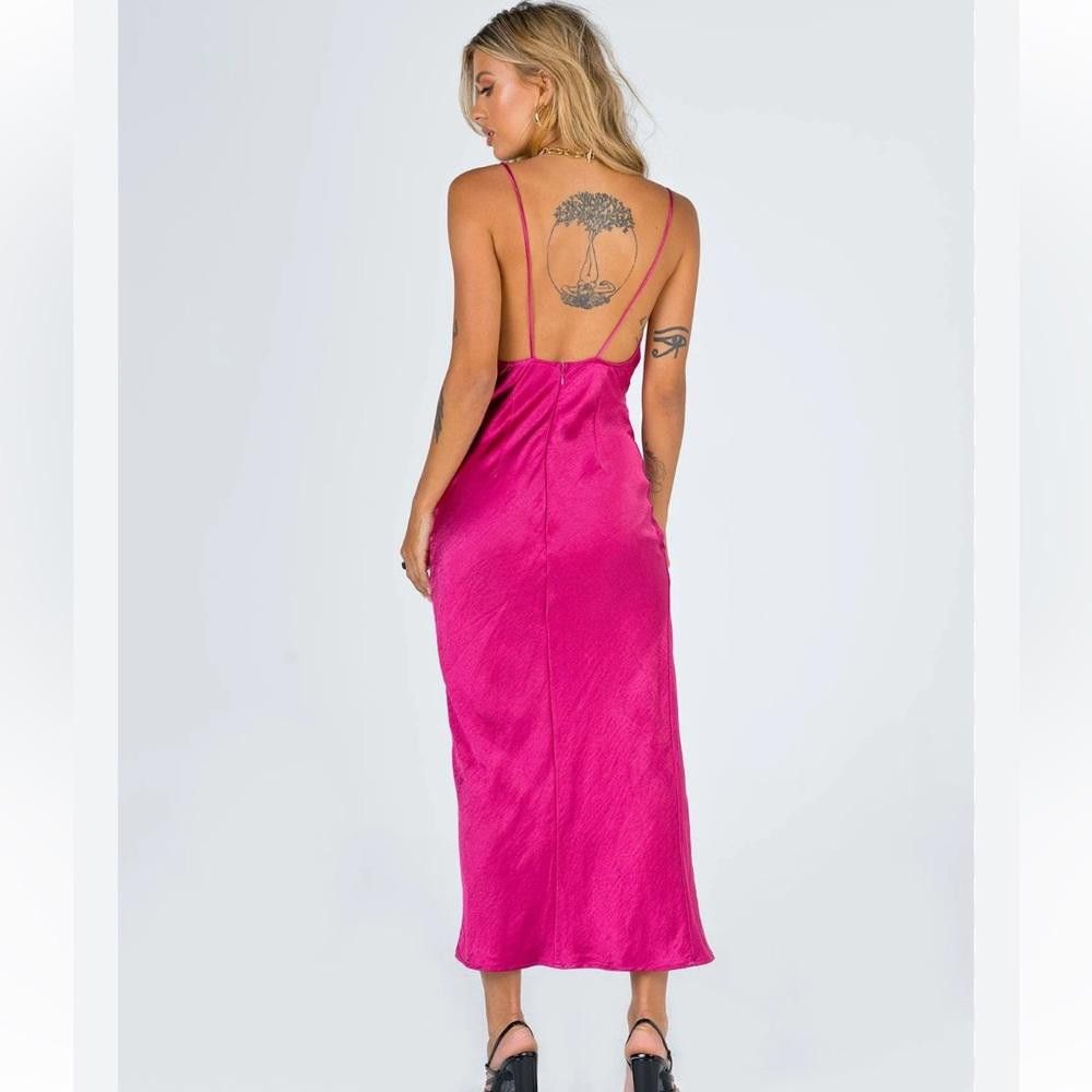 Lioness Lioness l NWT Walk The Line Satin Magenta Midi Dress Small Size S / US 4 / IT 40 - 4 Thumbnail