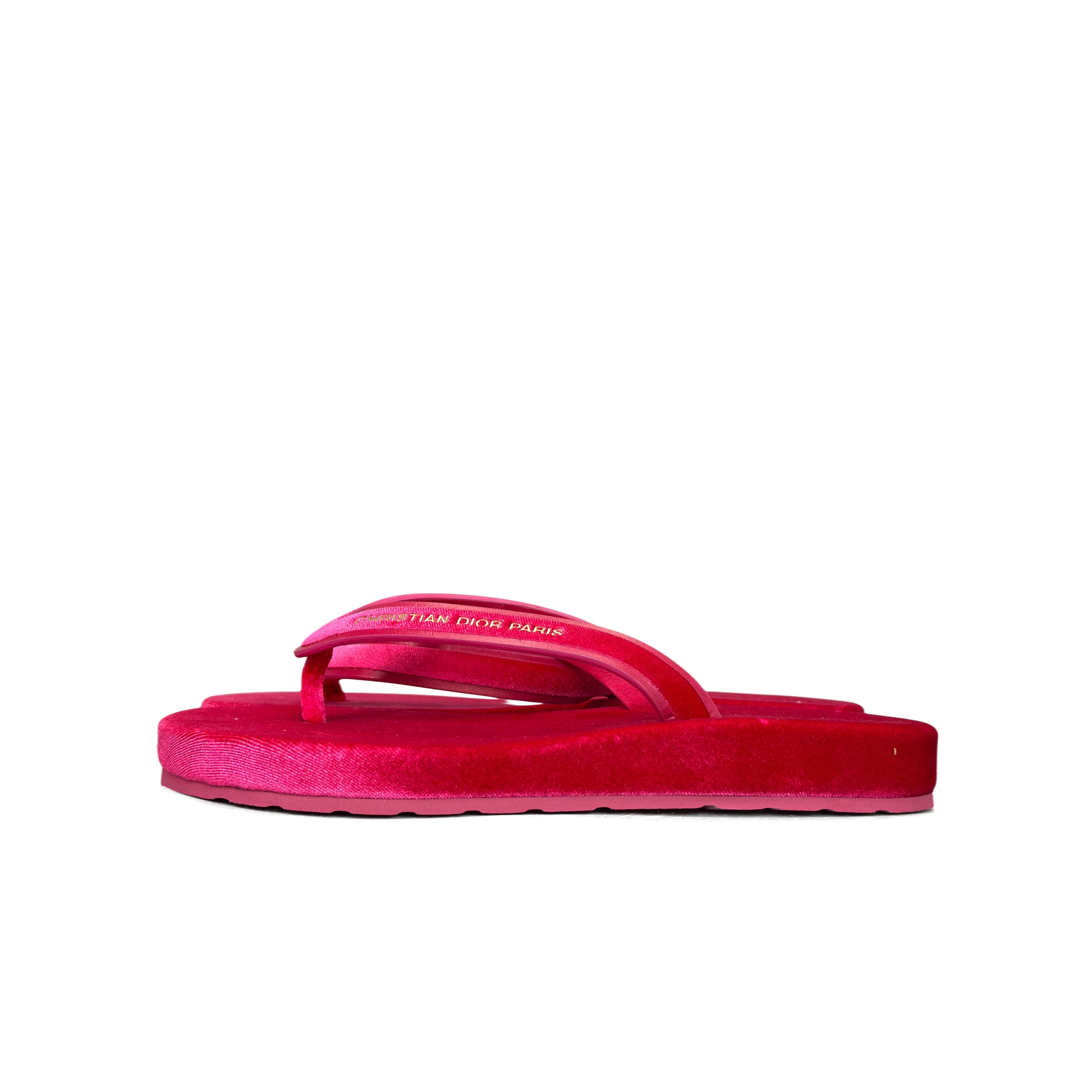 Dior Dior Pink Velvet Diorsea Sandals Size 36 Size US 6 / IT 36 - 1 Thumbnail