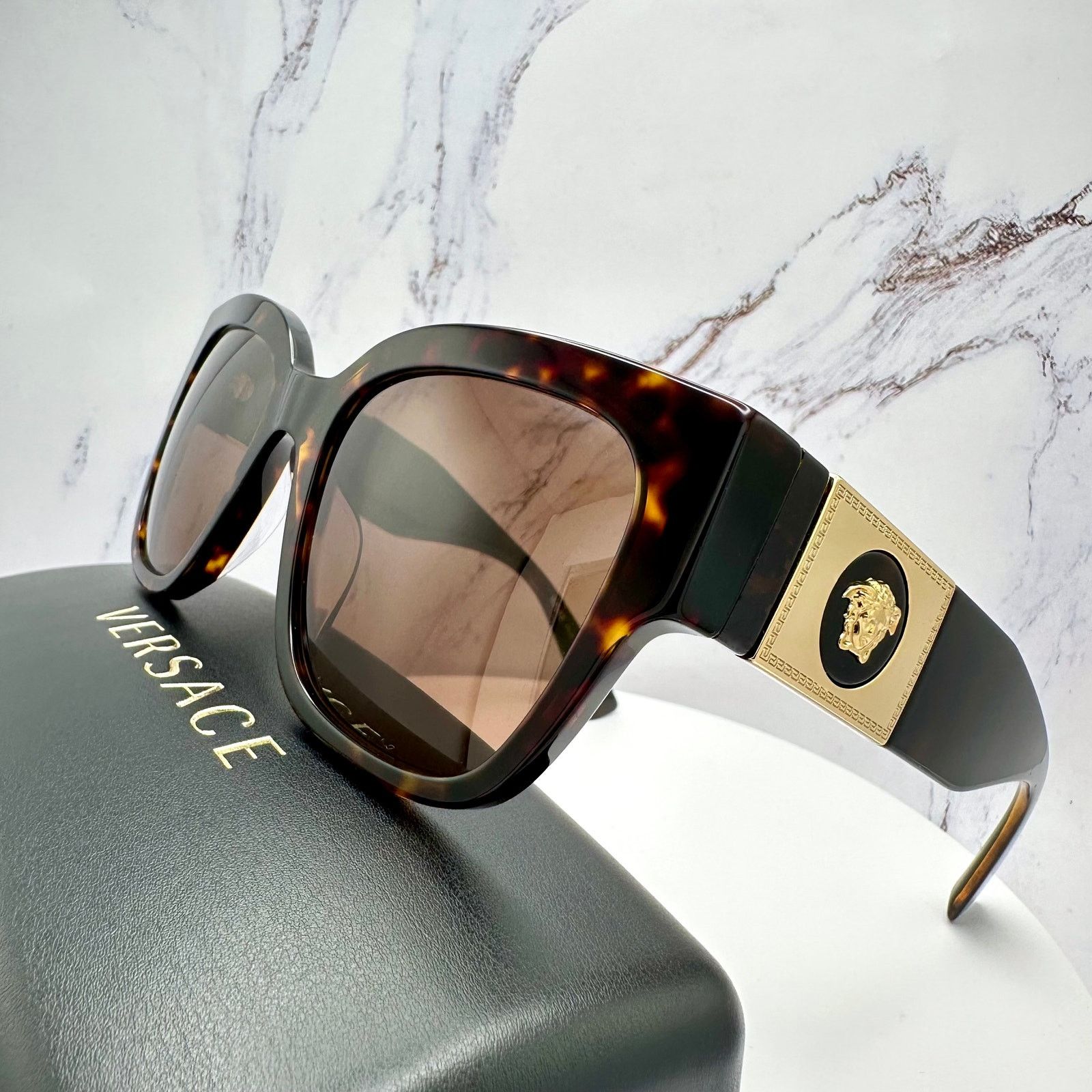 Versace NEW VERSACE Sunglasses Brown Black Gold Medusa Metal Size ONE SIZE - 18 Thumbnail