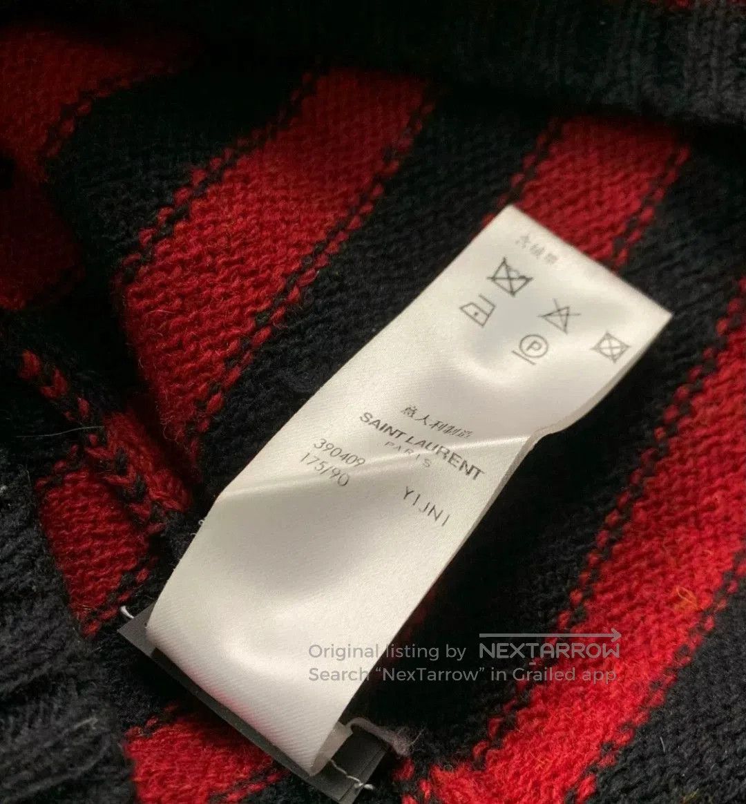Hedi Slimane Saint Laurent Wool Red Black Stripe Sweater. Size US XL / EU 56 / 4 - 4 Thumbnail