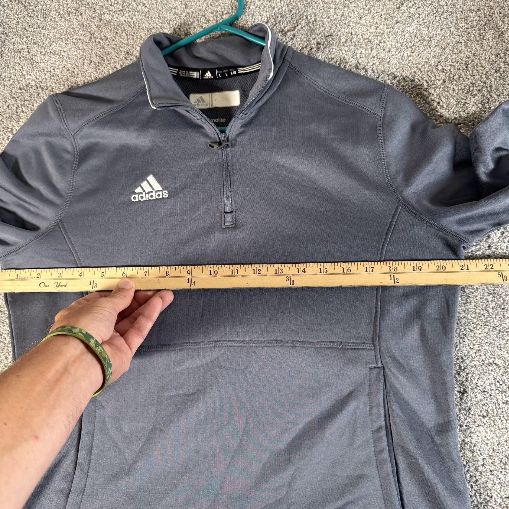 Adidas Adidas Pullover Mens L Gray Climalite Quarter Zip Mock Neck Thumbholes Running Top Size US L / EU 52-54 / 3 - 3 Thumbnail