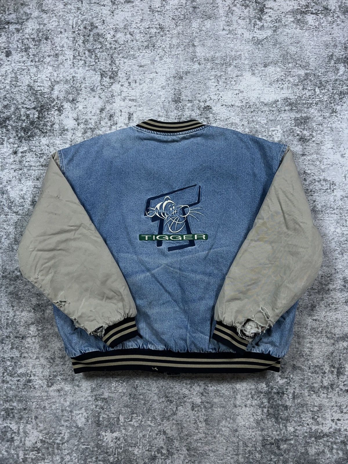 Disney × Vintage Vintage Disney Tigger Denim Varsity Bomber Jacket Size US XXL / EU 58 / 5 - 1 Thumbnail