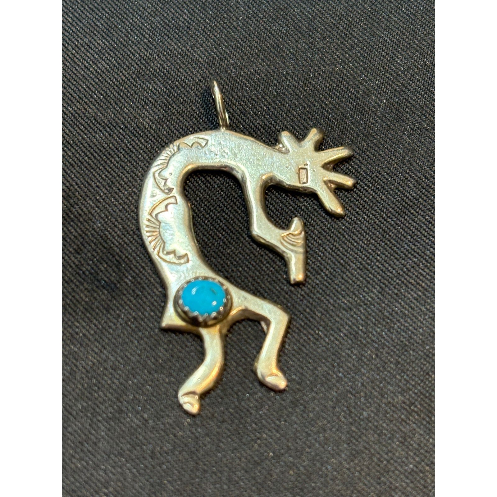 Other Vintage Sterling Silver Kokopelli Pendant Turquoise Accent Size ONE SIZE - 1 Thumbnail