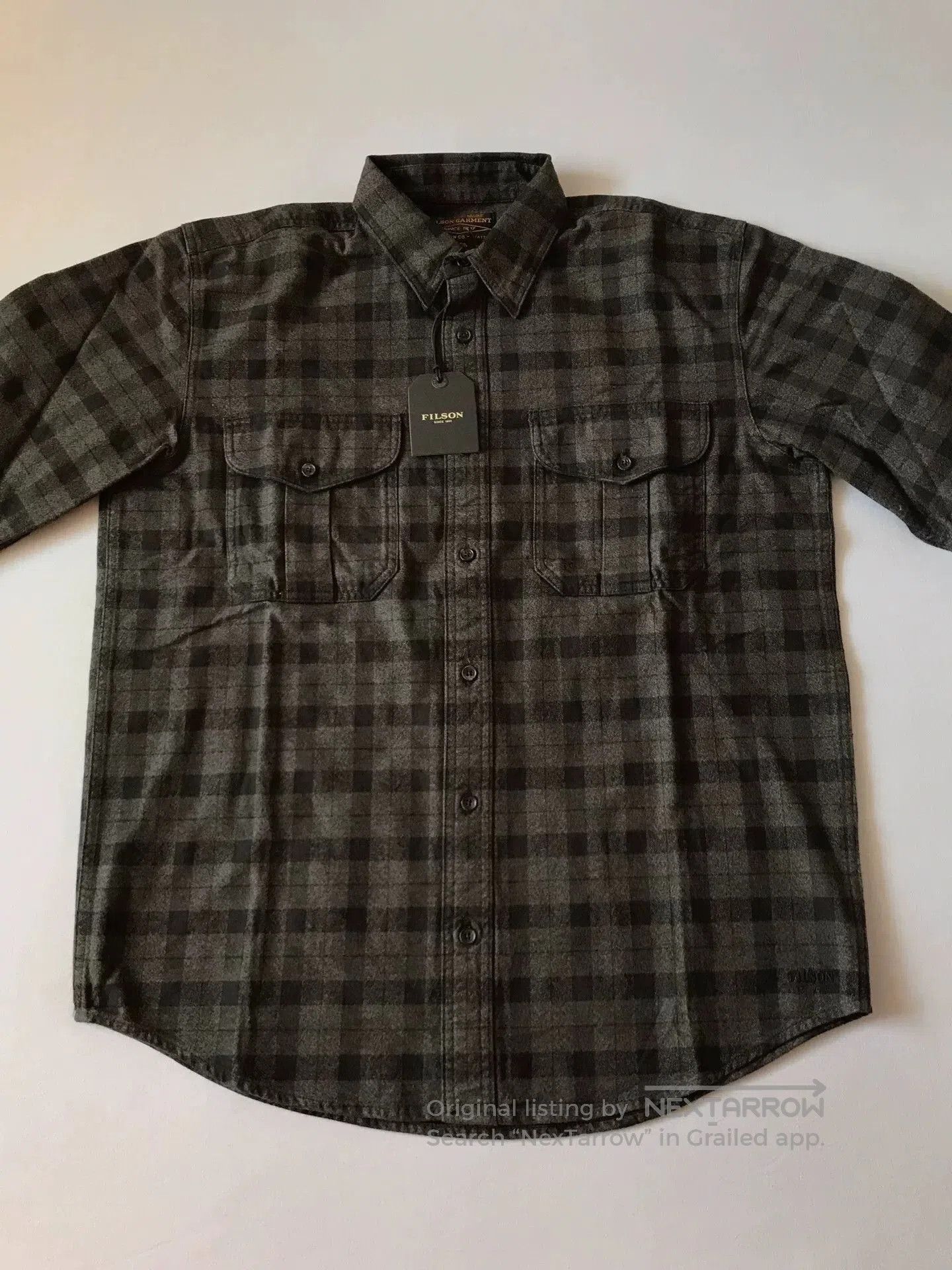Filson Filson Gray Black Check Flannel Work Shirt. Size US M / EU 48-50 / 2 - 3 Thumbnail