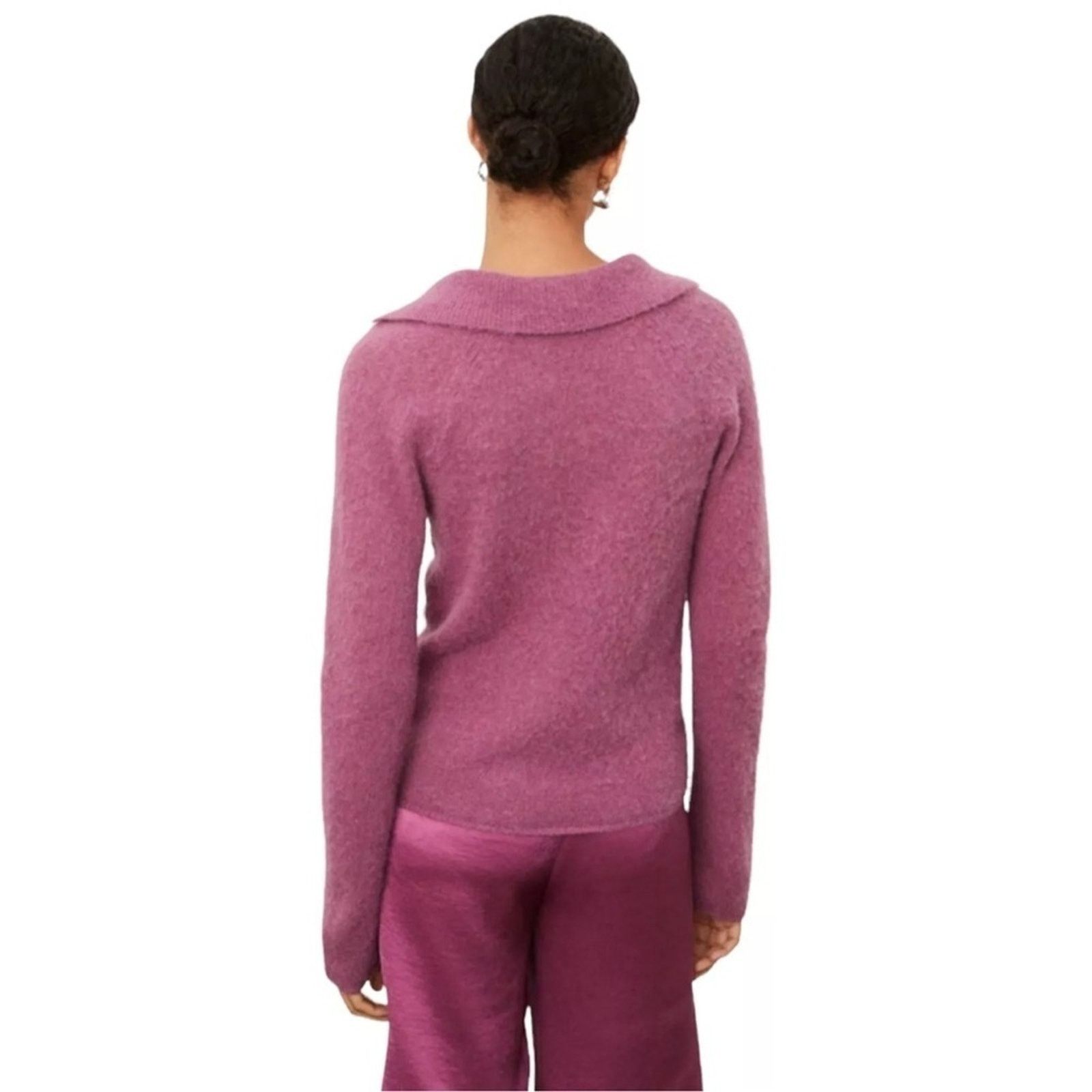 Vince VINCE Brushed V Neck Polo Alpaca & Wool-Blend Sweater Pink S Size S / US 4 / IT 40 - 2 Thumbnail
