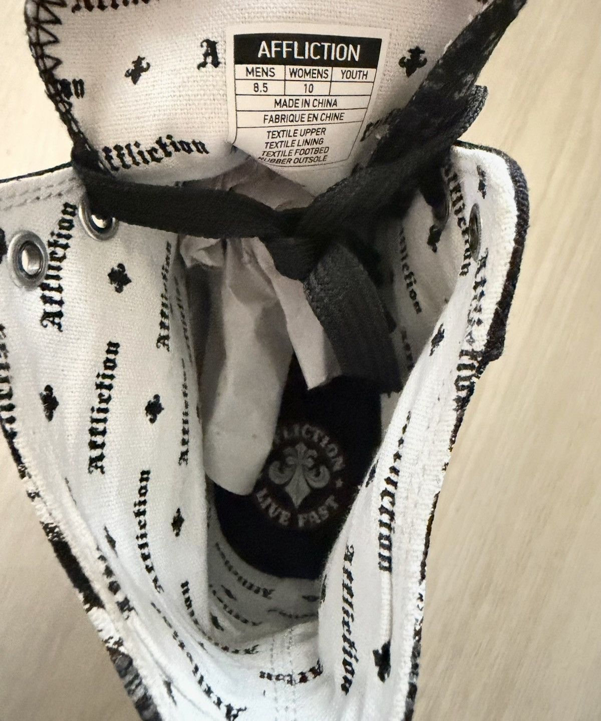 Affliction Affliction Men's Hi-Top Shoes Collapse Skull New Sz 8.5 Size US 8.5 / EU 41-42 - 6 Thumbnail