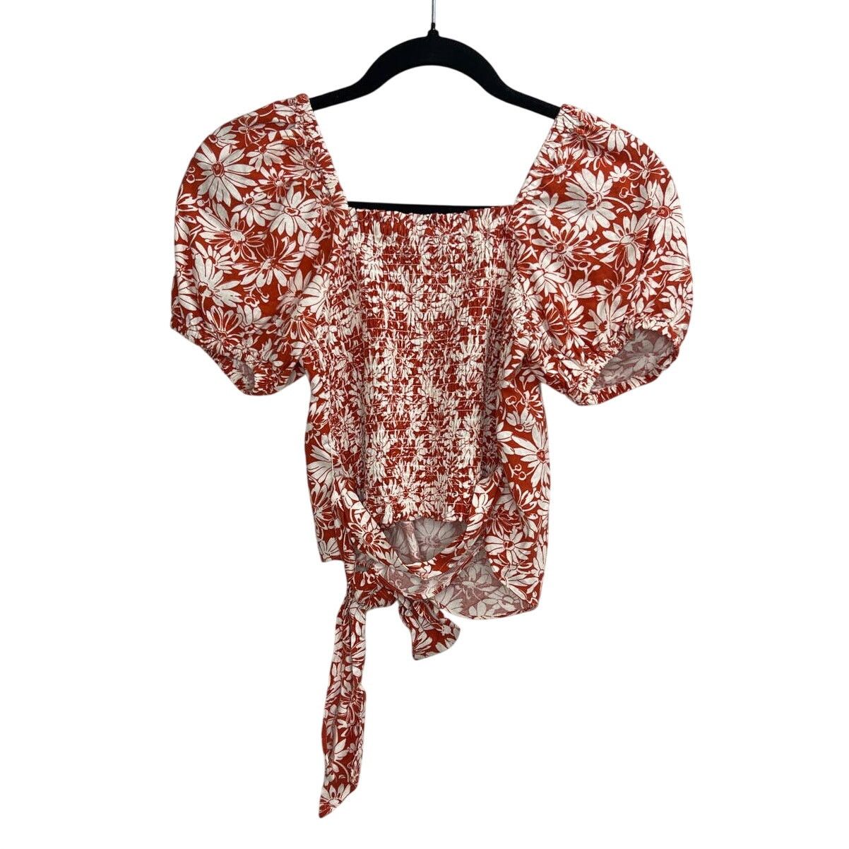Madewell Madewell Anita Abstract Floral Linen Blend Wrap Puff Top XS Size XS / US 0-2 / IT 36-38 - 6 Thumbnail