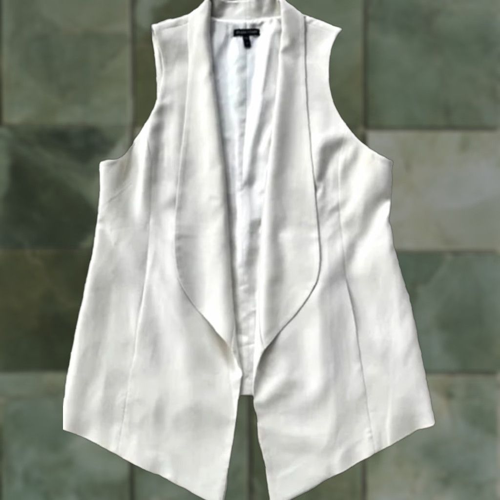 Eileen Fisher Eileen Fisher Silk Blend Long Lapel Vest Women PS Petite Cream Kimono VEST Size S / US 4 / IT 40 - 1 Thumbnail