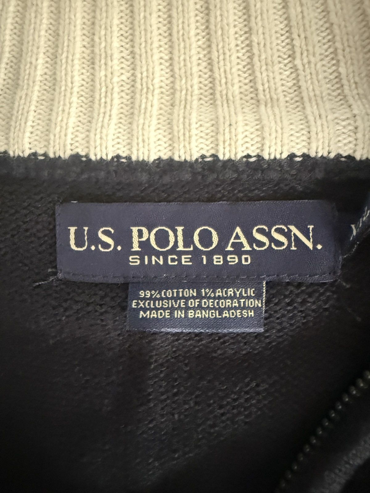 U.S. Polo Assn. × Vintage Us Polo Assn Navy Sweater Men 1/4 zip Pullover 90s Mock Neck Size US XXL / EU 58 / 5 - 6 Thumbnail