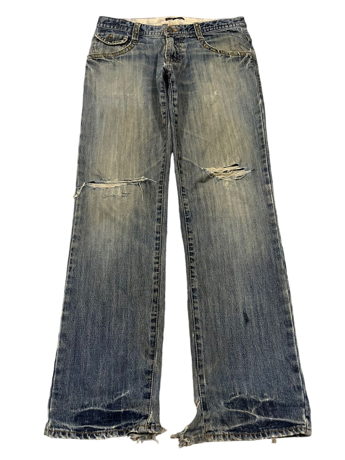 If Six Was Nine Vintage Japan Buona Giornata Blue Wash Distress Loose Jeans Size US 32 / EU 48 - 1 Thumbnail