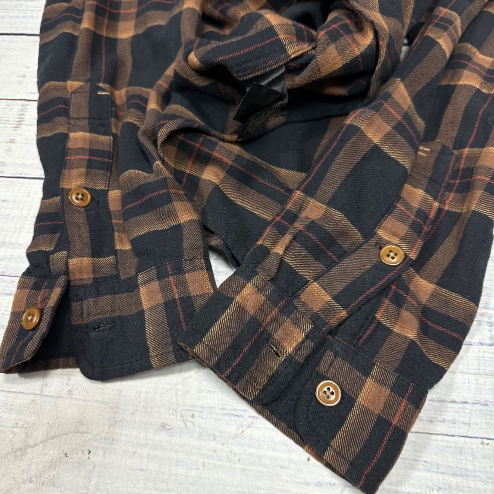 Frye Frye Mens Long Sleeve Button-Up Plaid Flannel Shirt Brown 100% Cotton Lg SZ L Size US L / EU 52-54 / 3 - 5 Thumbnail