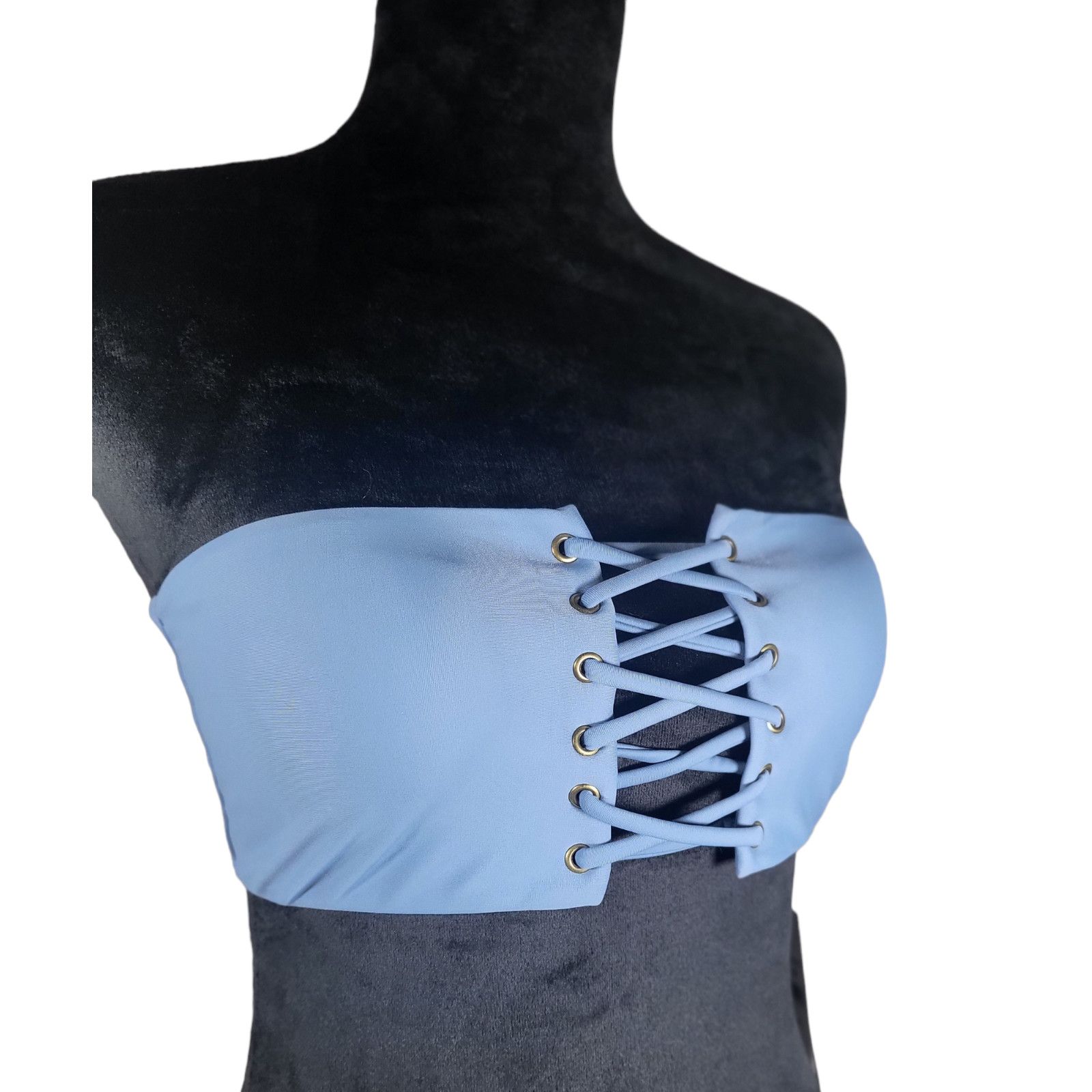 Other NWT PQ SWIM Women's Lace‎-Up Bandeau Bikini Top Sky Blue L Size L / US 10 / IT 46 - 4 Thumbnail