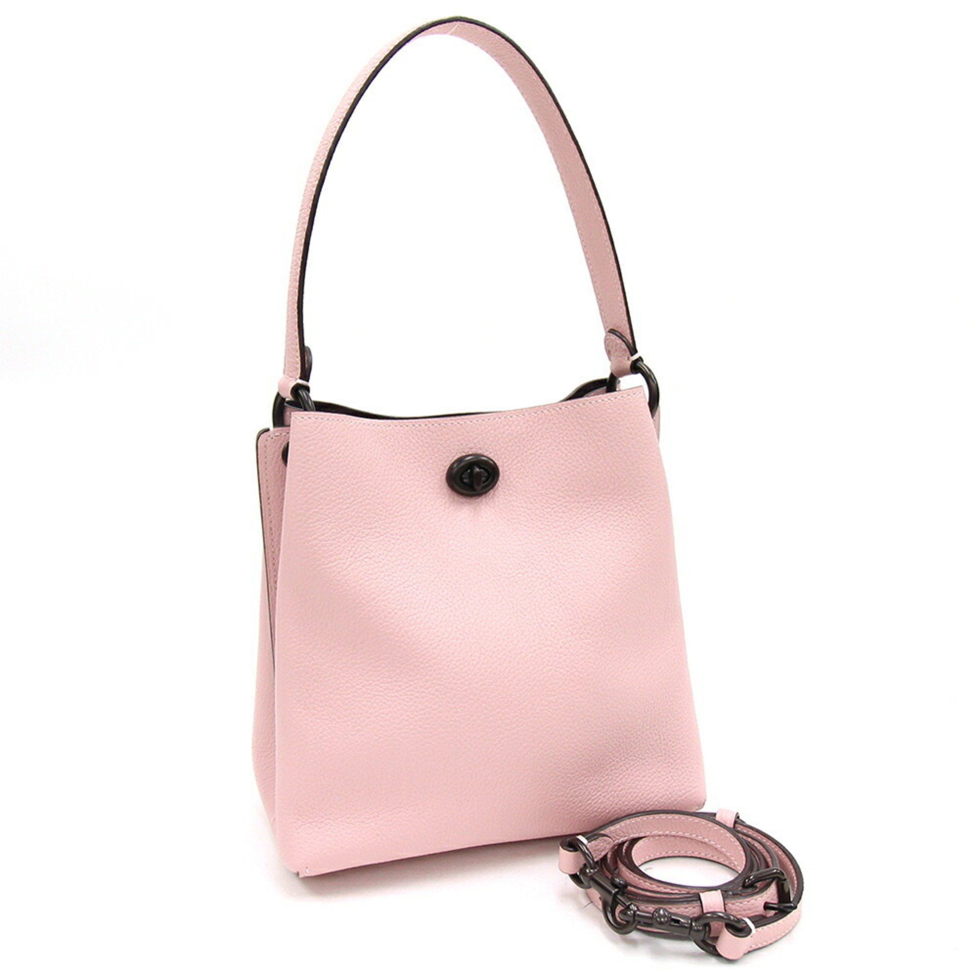 image of Coach Shoulder Bag Willow Bucket Color Block 89102 Light Pink Leather Turnlock Women's Coach