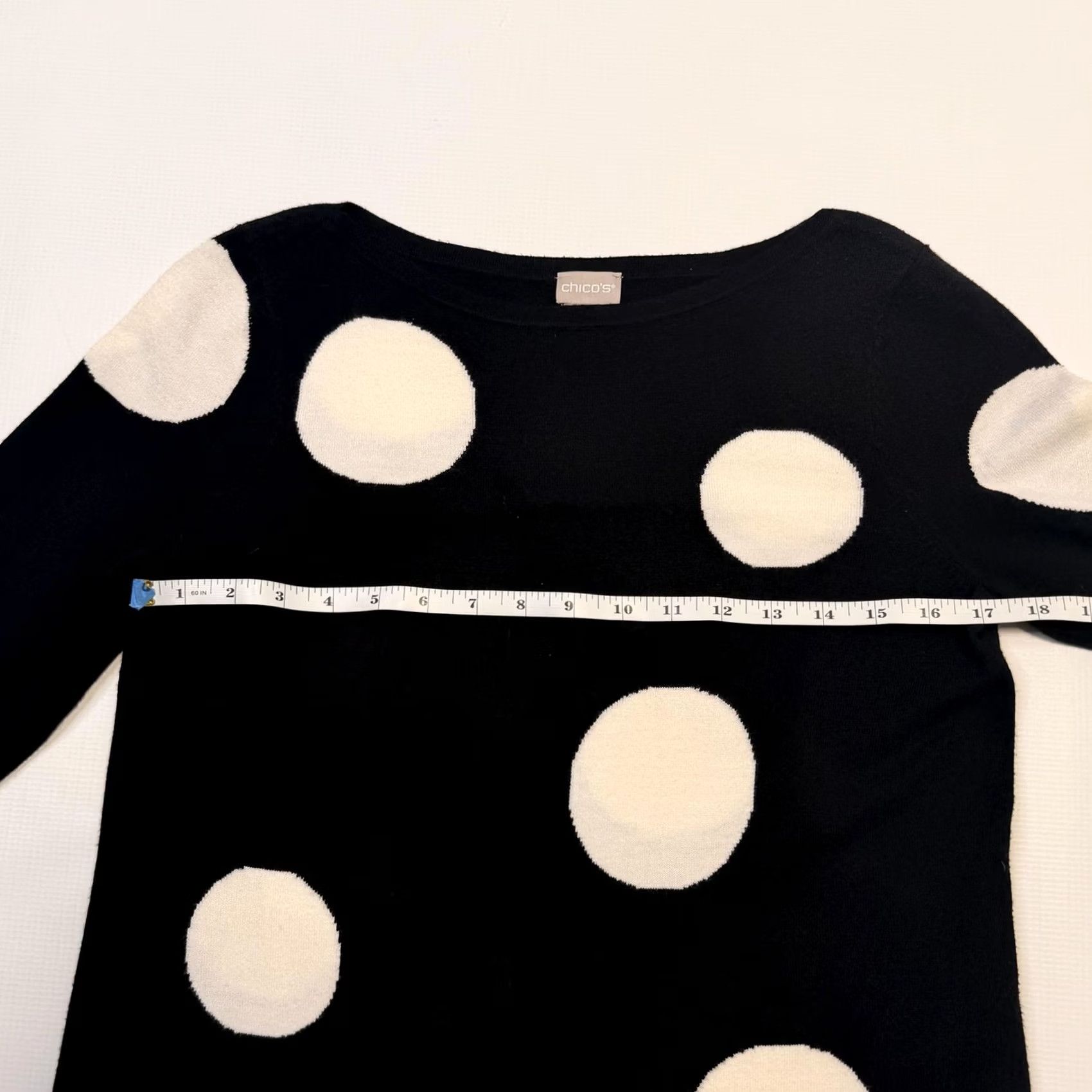 Vintage Chicos Sweater Women Long Sleeve Knit Pullover Boat Neck Polka Dot Black White 0 US 8 Mens Womens Girls? Size S / US 4 / IT 40 - 5 Thumbnail