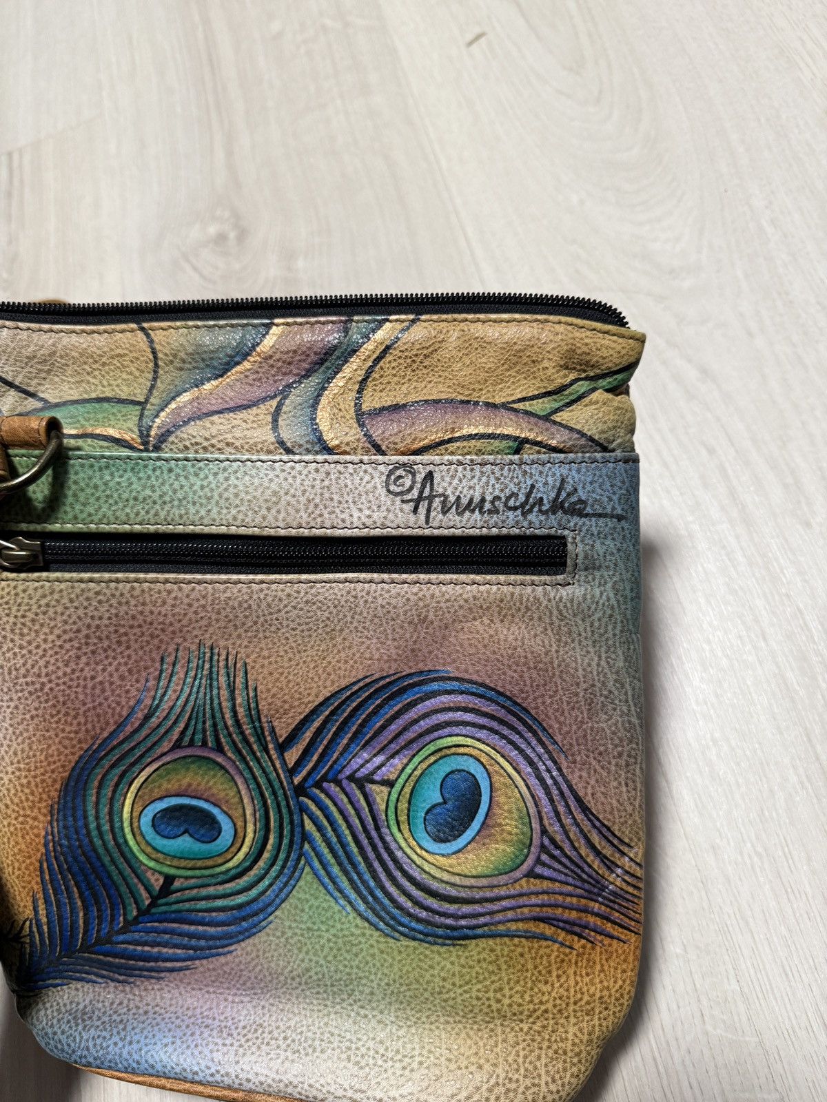 Vintage Anuschka Hand Painted Leather Peacock Crossbody Bag Size ONE SIZE - 4 Thumbnail