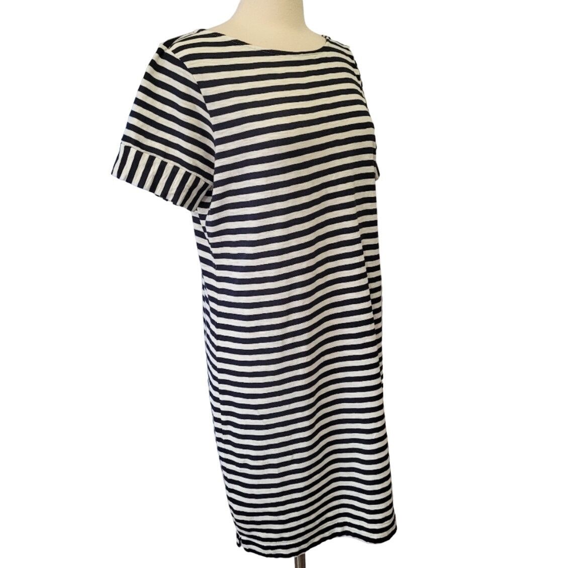 Boden Boden Ivory & Black Stripe Short Sleeve T-Shirt Dress 6 L Size M / US 6-8 / IT 42-44 - 2 Thumbnail