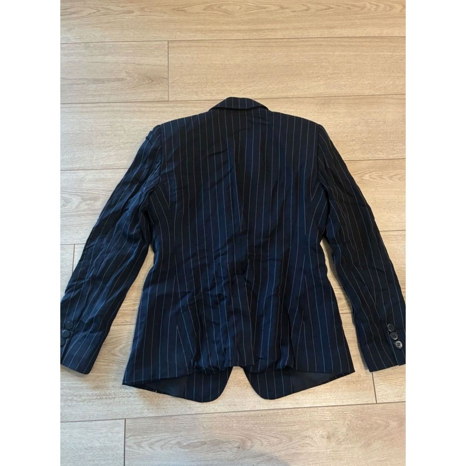Armani Armani Collezioni Blazer Women M Wool Black Blue Red Pinstripe Three Button Size 10/M Size M / US 6-8 / IT 42-44 - 5 Thumbnail