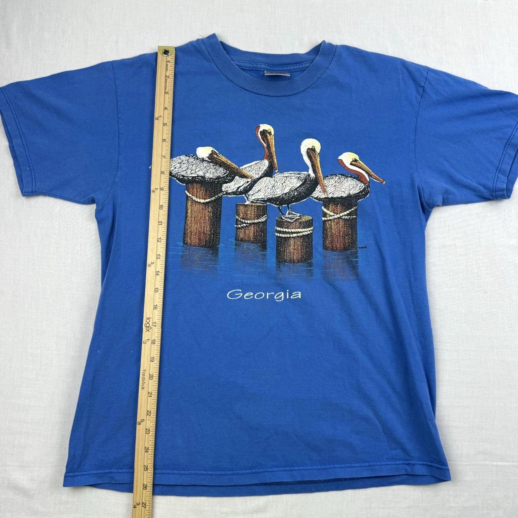 Vintage VINTAGE Oneita Georgia Shirt Adult Large Blue 90s Animals Nature Mens T-Shirt Size US L / EU 52-54 / 3 - 7 Thumbnail