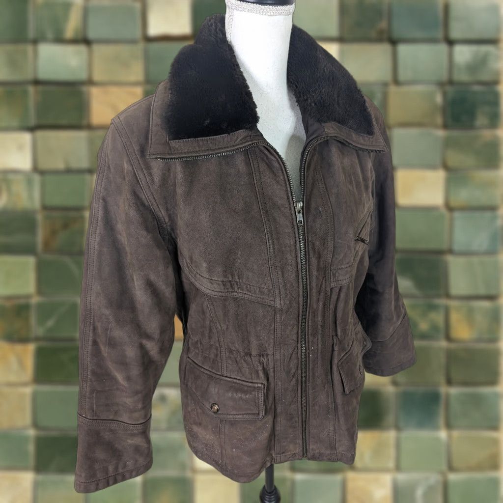Wilson Vtg Adventure Bound Leather Bomber Jacket Women's M Aviator Sherpa Collar Brown - Vintage Women’s Jacket Size M / US 6-8 / IT 42-44 - 1 Thumbnail