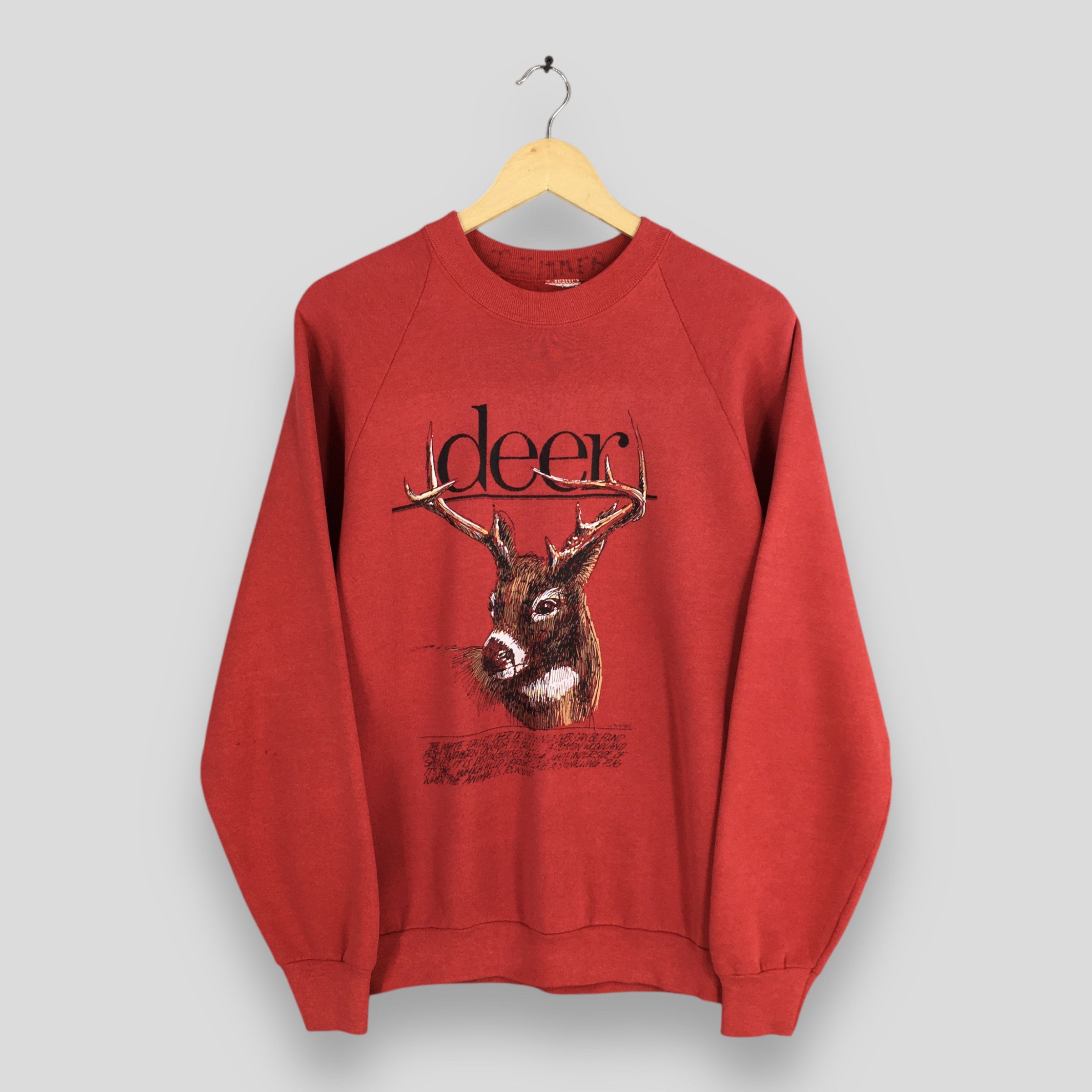 Habitat × Vintage Vintage 80s Deer Animal Whitetail Red Sweatshirt Medium Size US M / EU 48-50 / 2 - 1 Thumbnail