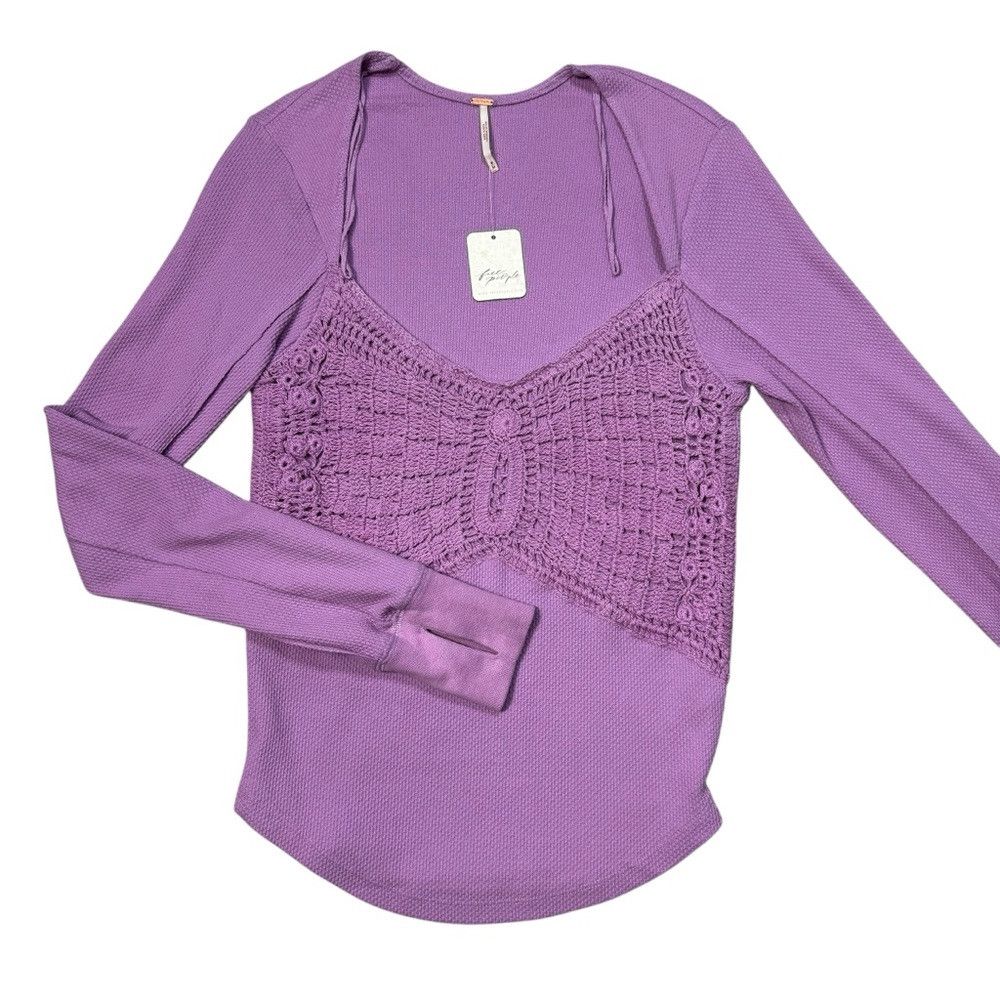 Free People NWT New $98 Free People Butterfly Dreams Purple Top Size M Size M / US 6-8 / IT 42-44 - 6 Thumbnail