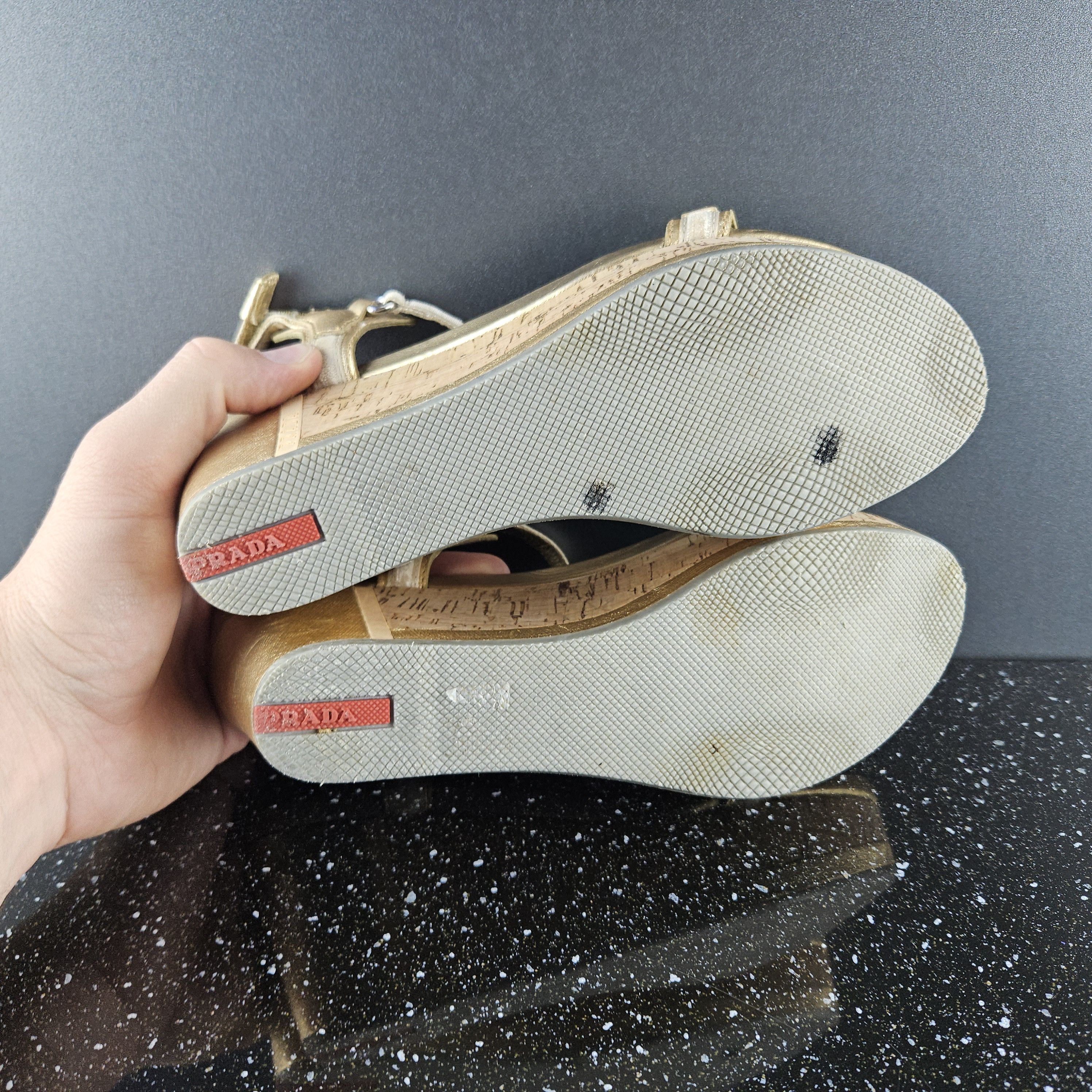 Prada Prada gold platform sandals Cork Sz 39.5 Size US 9.5 / IT 39.5 - 6 Thumbnail
