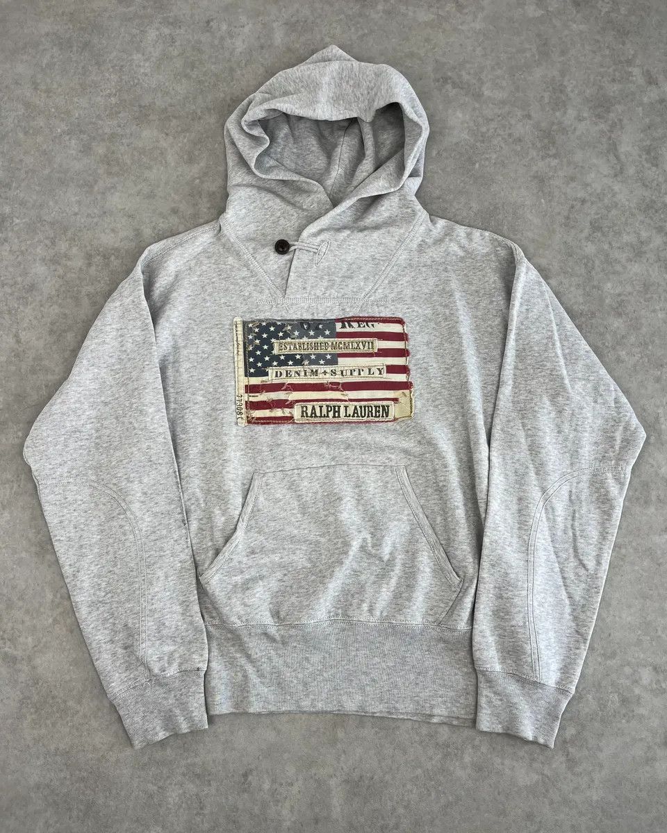 Polo Ralph Lauren 2010s Ralph Lauren Grey USA Flag Hoodie Sweater Size US S / EU 44-46 / 1 - 1 Thumbnail