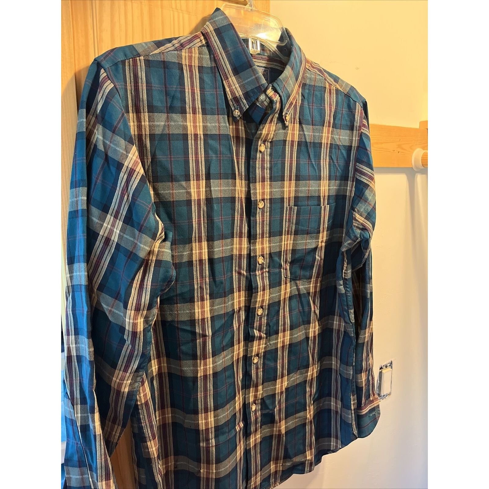 Pendleton Pendleton Vintage Men’s M Blue Plaid LS Button Up Wool Shirt Size US M / EU 48-50 / 2 - 5 Thumbnail